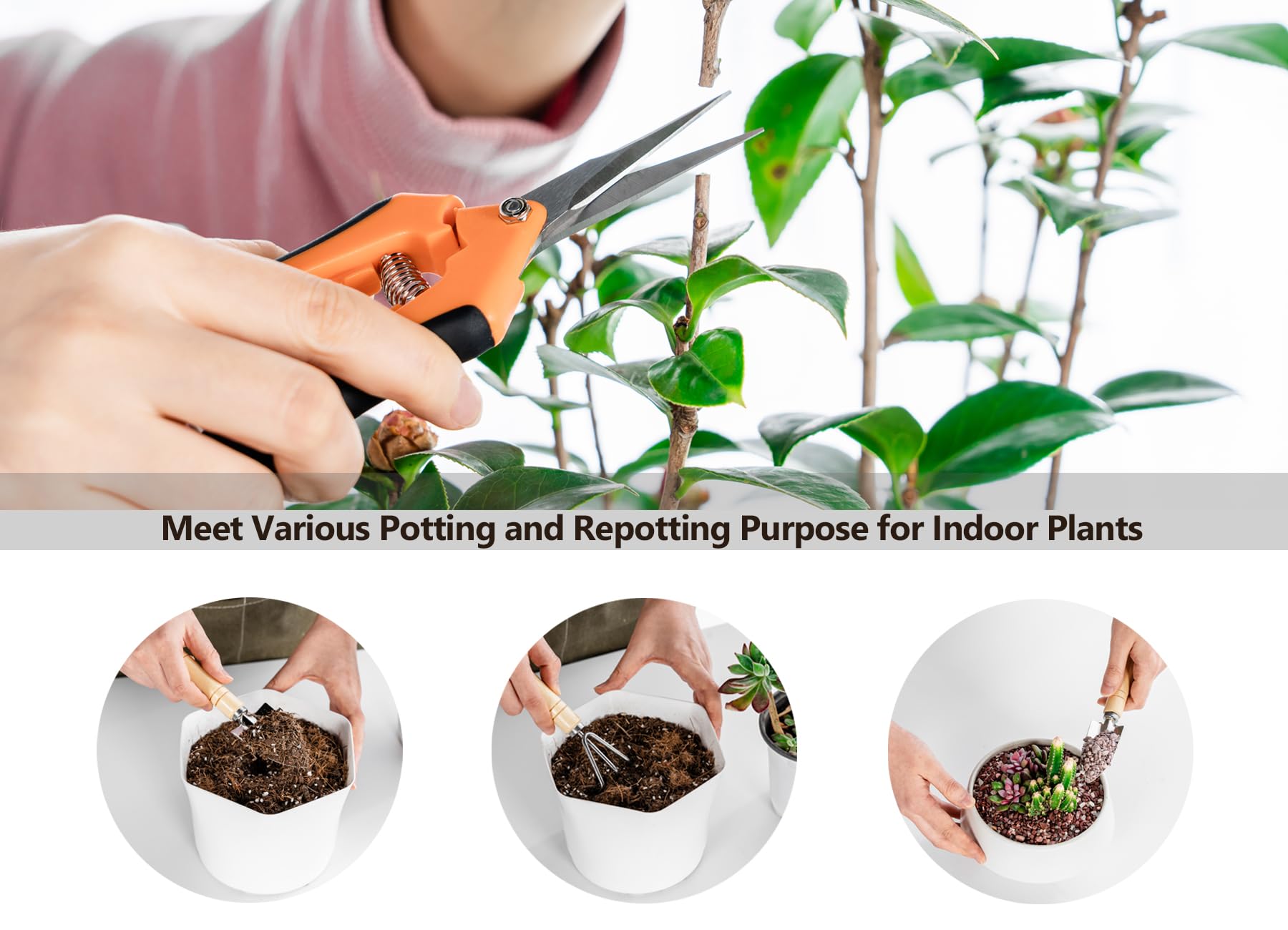 Josteve Pflanzen-Umbaumatte, 5 Stück, Sukkulenten-Gartengeräte, kleine Indoor-Gartengeräte, Gartenschere, Hand-Set für Bonsai, Kaktus, Fee