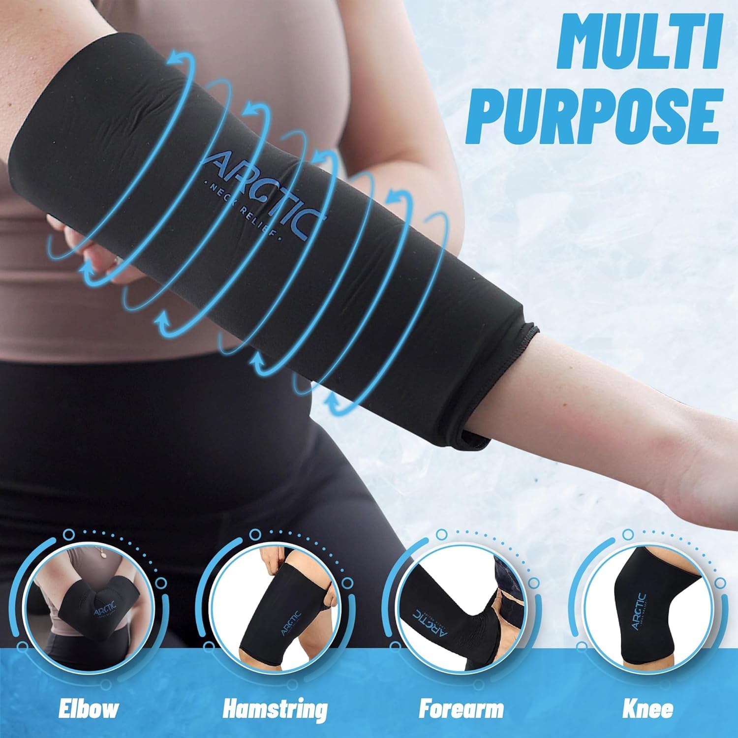 Paquete de 2 compresas de hielo para codo y rodilleras, mangas de gel reutilizables, compresa de hielo para piernas, manga de hielo para brazos, codo, terapia de frío y calor para lesiones