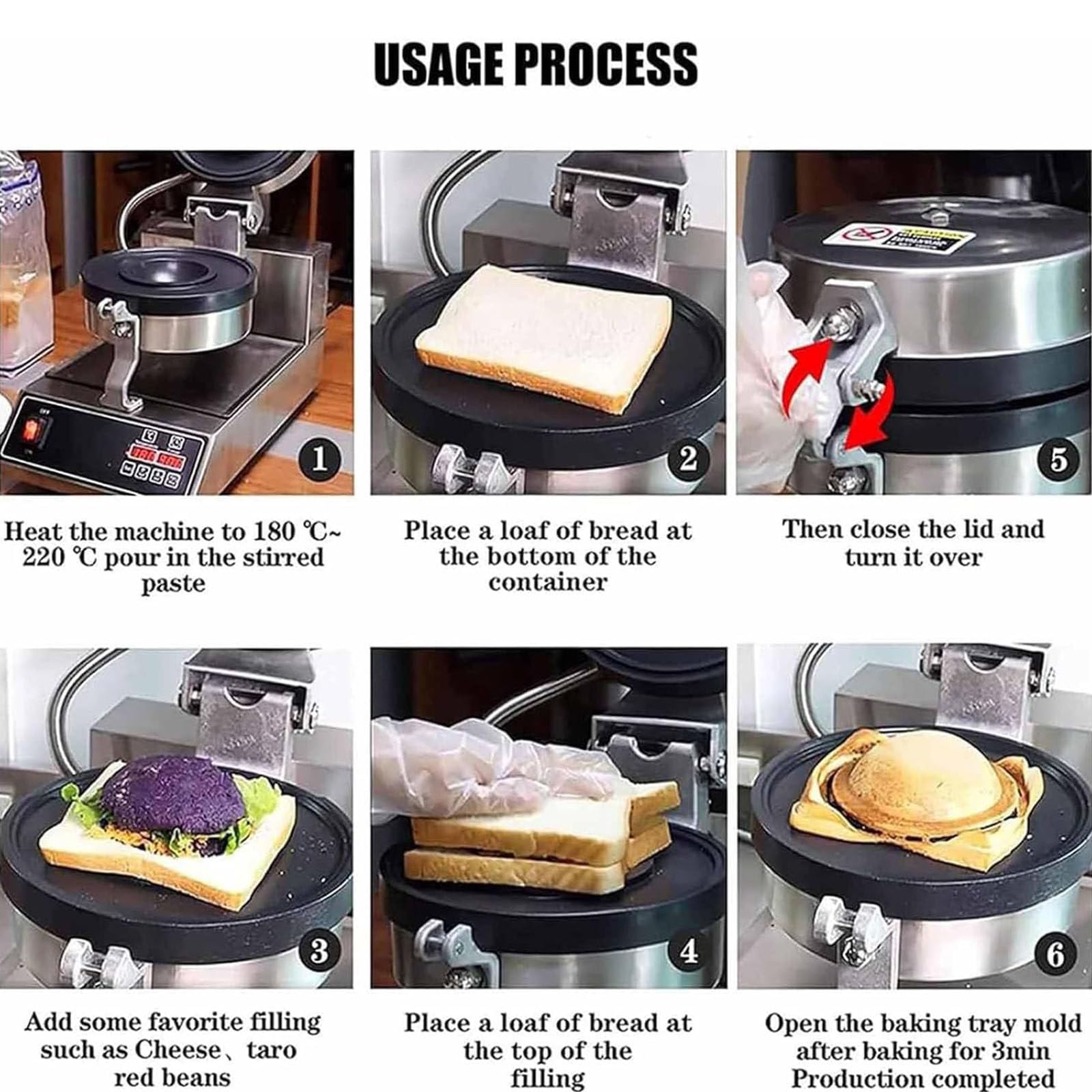 Máquina Comercial para Hacer Gofres Hamburguesas,Máquina Hacer Gofres Eléctrica Acero INOX,Control Temperatura 50-300℃,para Uso Doméstico En Cocina,Refrigerios para Desayuno