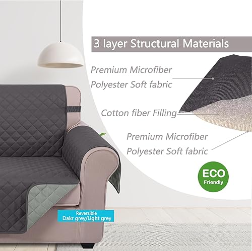 Miniatura 4 de U-NICE HOME - Funda para sofá grande, reversible, con correas elásticas, resistente al agua, para proteger muebles contra mascotas o perros, para