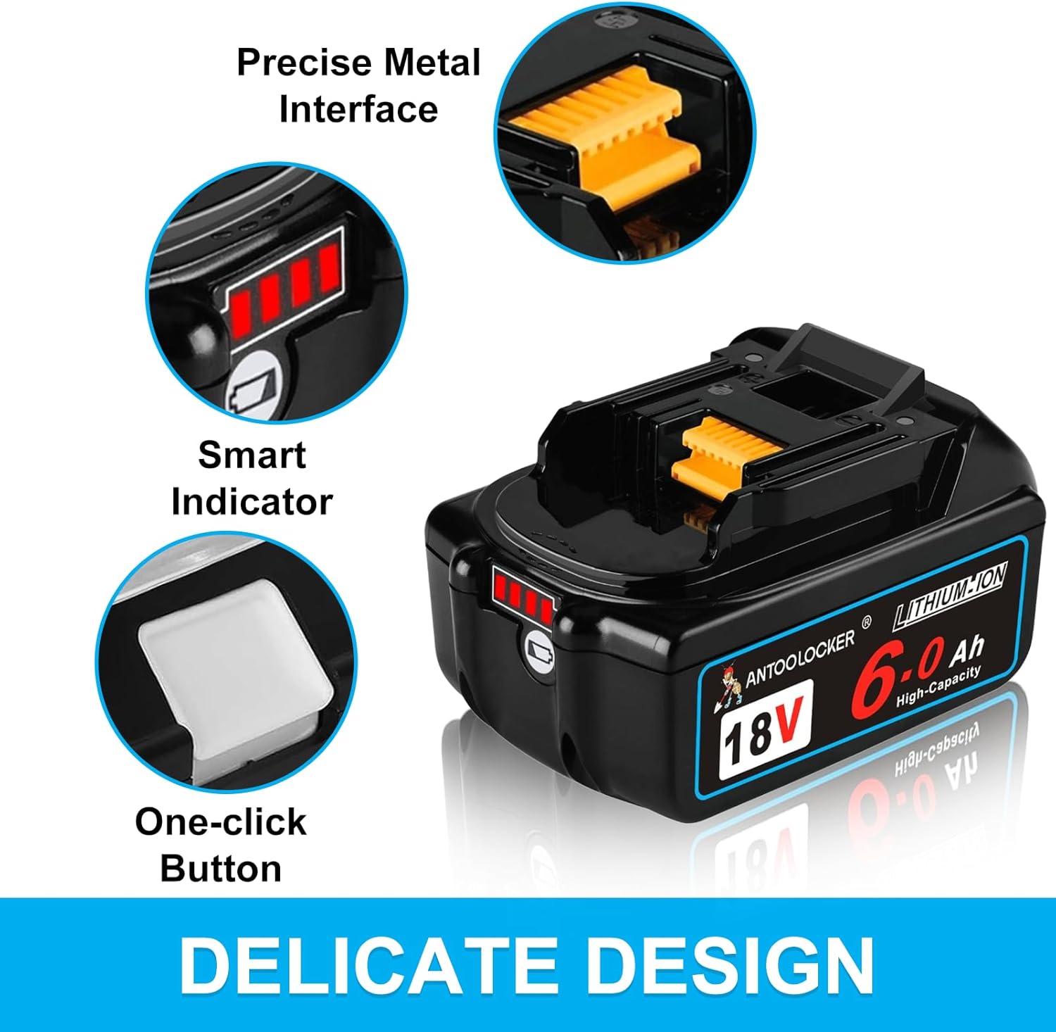 Replacement for Makita 18v Battery: 2 Packs 6.0ah High Capacity Lithium Ion Batteries Compatible with 18 Volt BL1860 BL1820BL1830 BL1840 BL1850 for Cordless Power Tools - Image 4