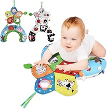 Vicloon 3 in 1 Tummy Time Pillow, Nursing Pillow with Teether Toys and Mirror, Funny Farm Model, Strengthens Muscles, Suitable for Babies