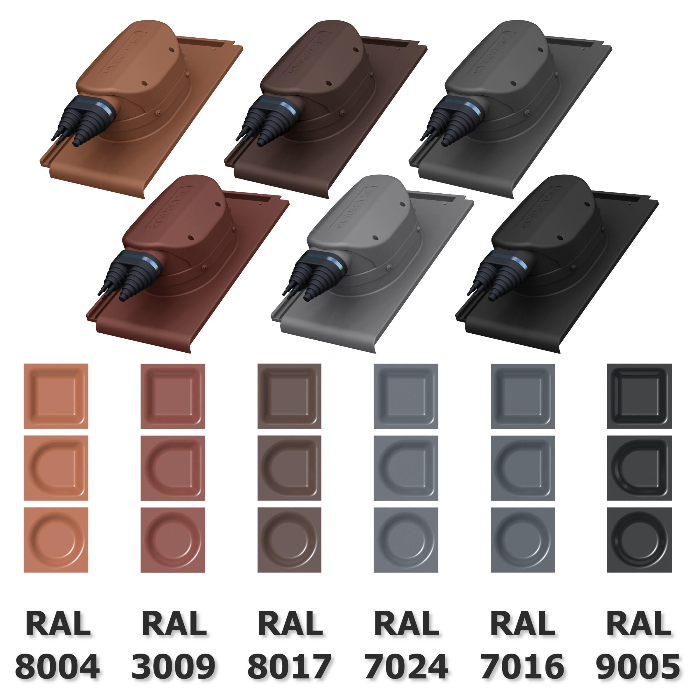 Parotec Traversée solaire pour tuiles de toit BMI Monier - Rubin 13V - Passage de toit solaire (RAL 7021 - Anthracite)