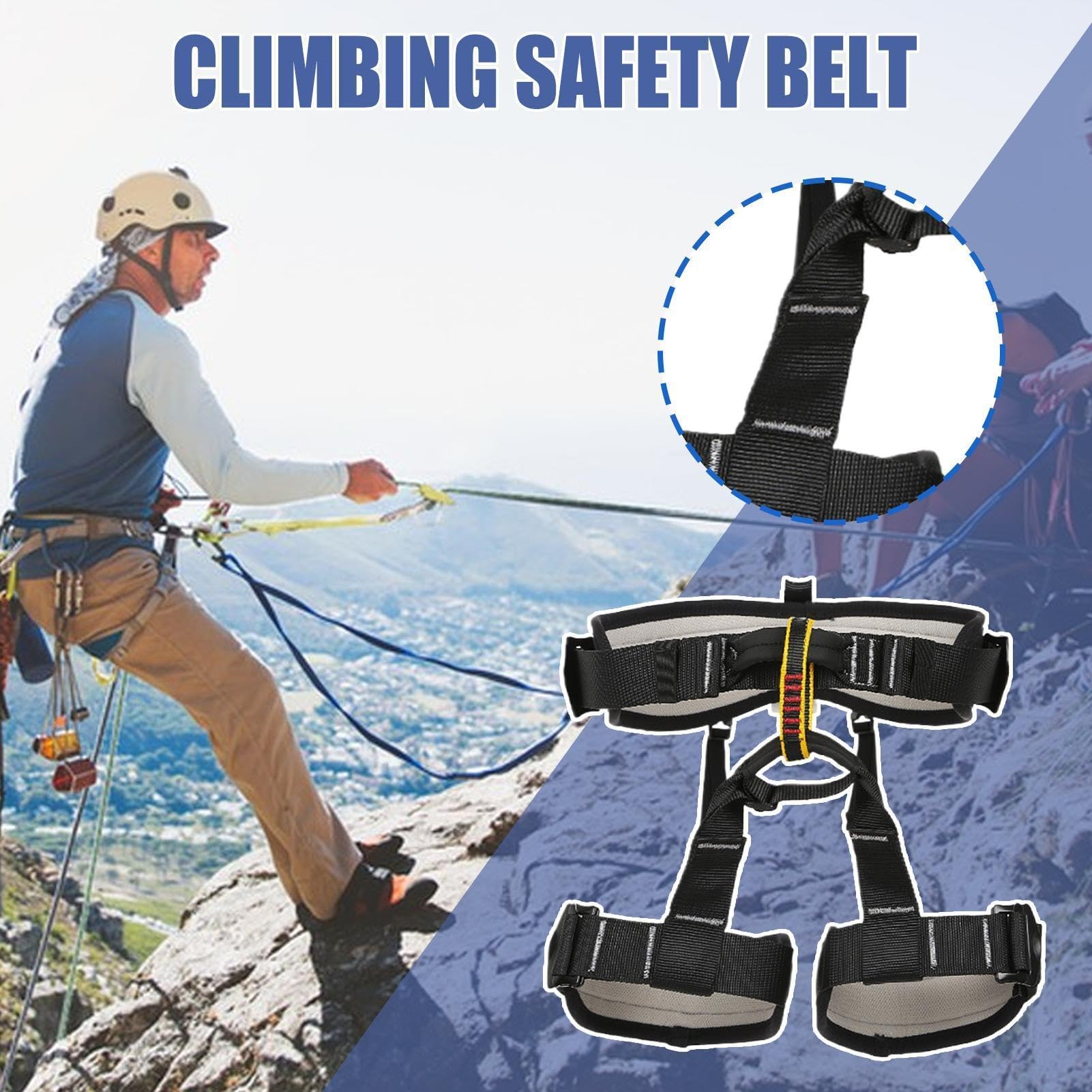 Imbracatura da arrampicata su roccia Protezione Anticaduta Arrampicata | Cintura da arrampicata regolabile Costruzione, Lavoro, Giardinaggio, Caccia, Alpinismo, Soccorso, Uso Interno