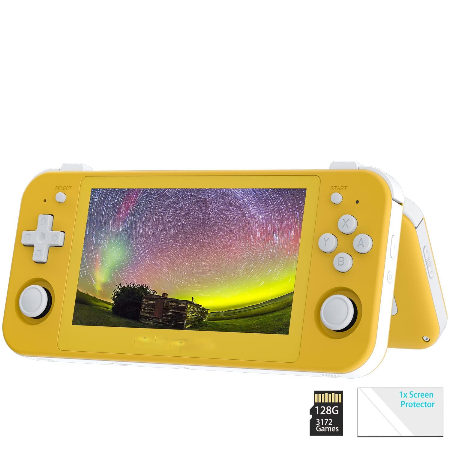 New World Anber-nic RG505 Android 12 Portable Game Console, Unisoc Tiger T618, 128GB Support 3172 Games, Gyro Sensor, 4.95" OLED Touchscreen, Support PS2 /PSP games Handheld Video game-Yellow-image-16