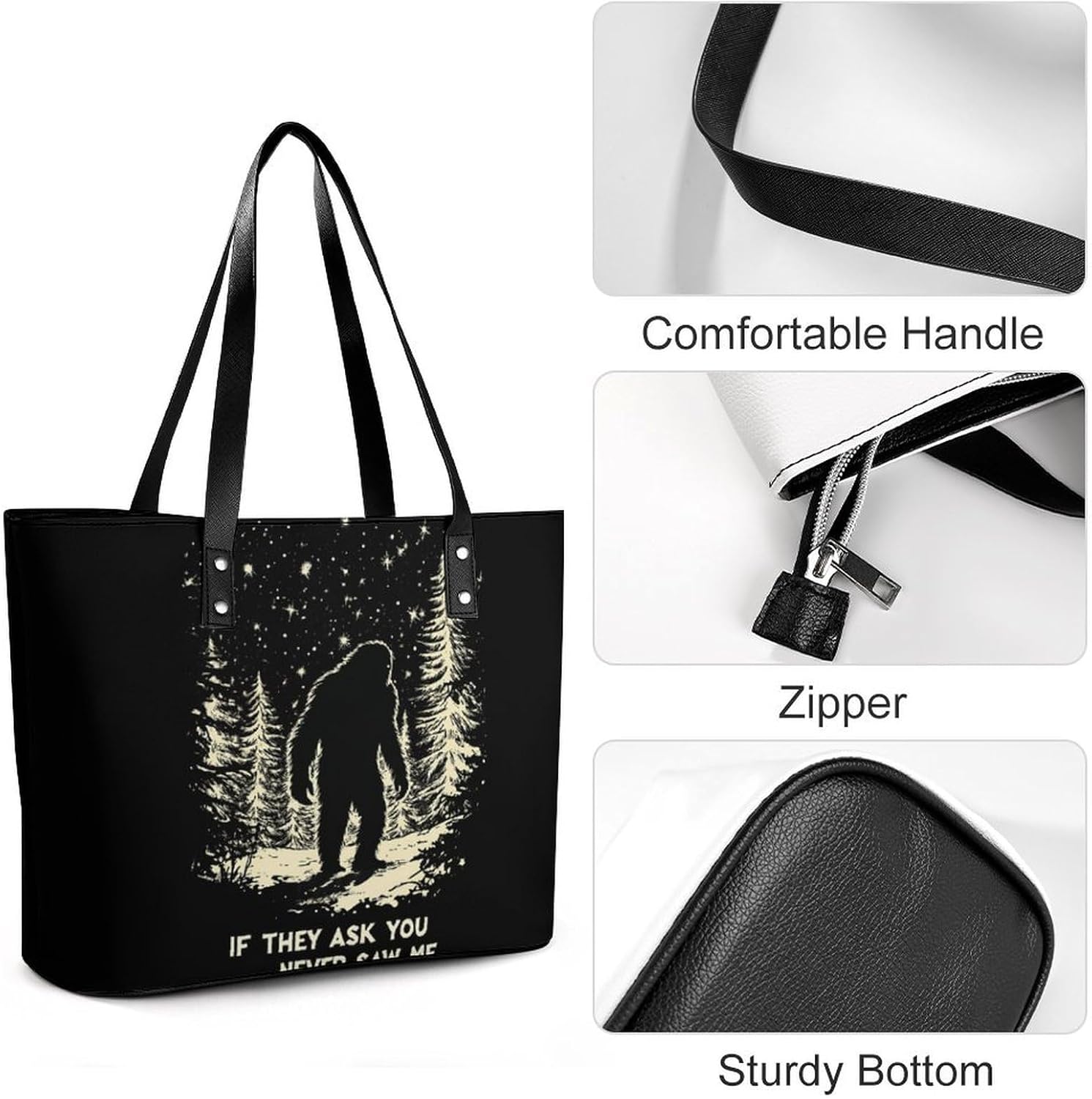 Funny Bigfoot Women's Tote Leather Handbag Shoulder Bag Purse for Shopping Travel