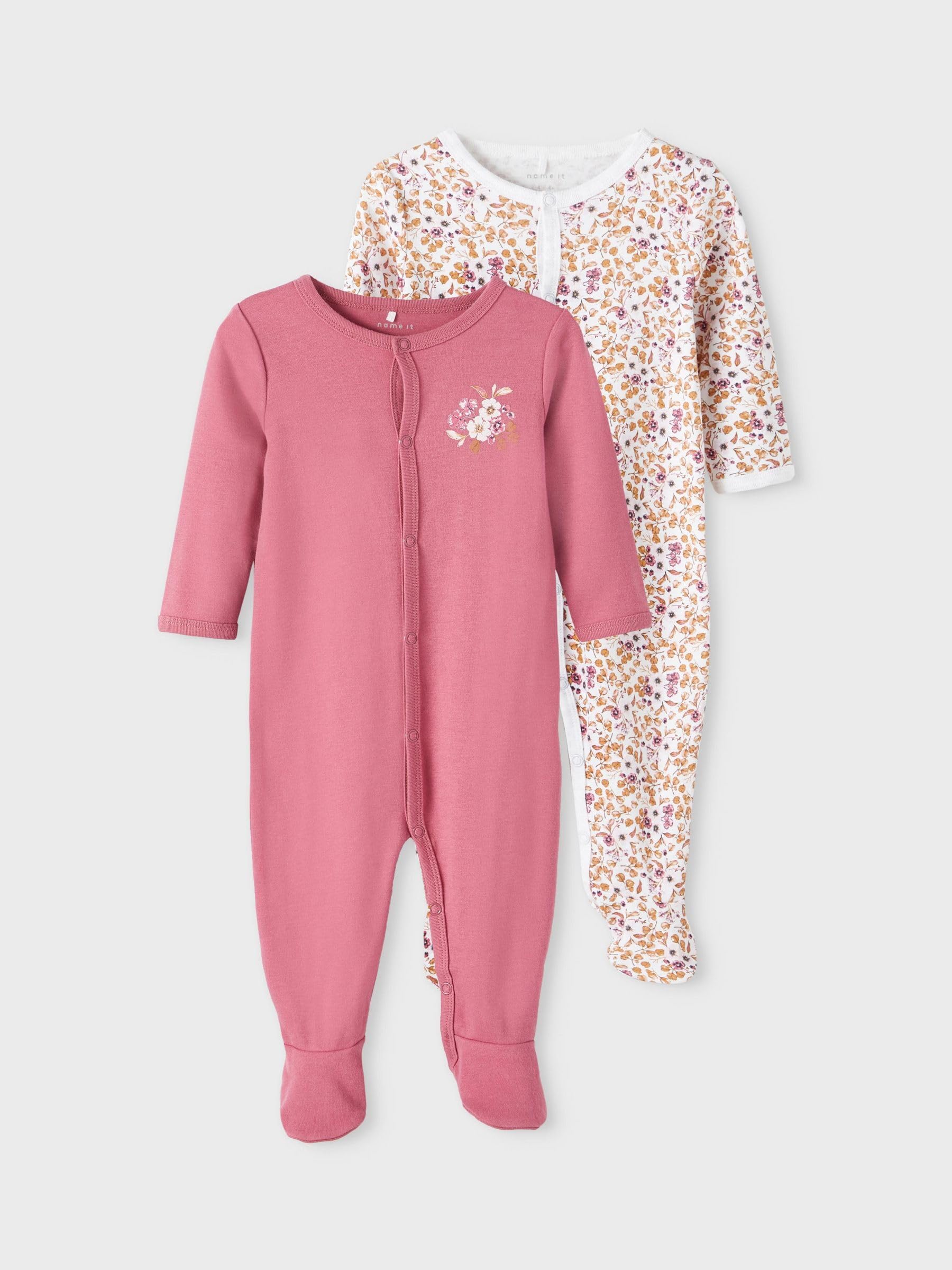 NAME IT Nbfnightsuit 2p W/F Rose Flower Noos Mamelucos para bebés y niños pequeños Bebé-Niñas