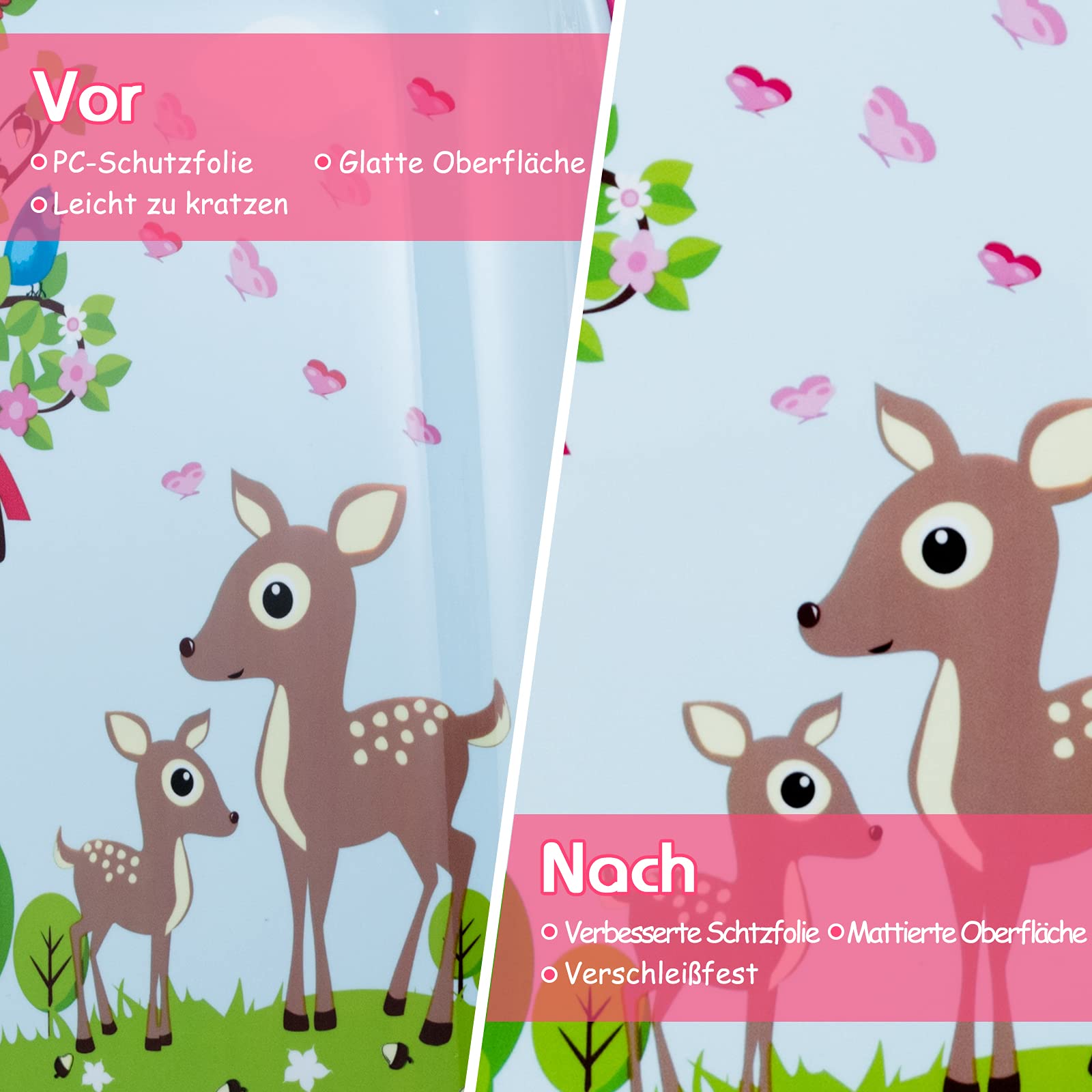 COSTWAY 2tlg Kinderkoffer + Rucksack, Kindertrolley aus Kunststoff, Kindergepäck, Kinder Kofferset Handgepäck Reisegepäck Hartschalenkoffer für Jungen und Mädchen (Eule, 12"+16")