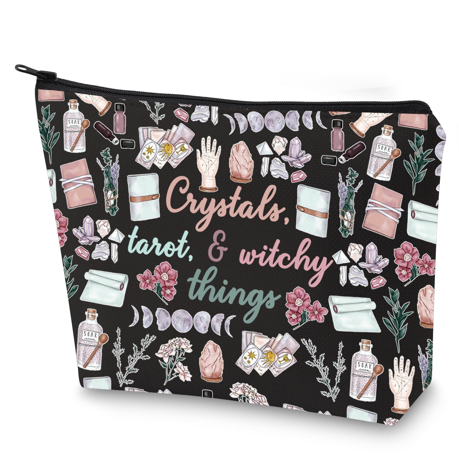 G2TUP Witch Toiletry Bag for Crystals Tarot And Witchy Things Witchcraft Cosmetics Bag Halloween Witch Gift (Crystals Tarot New)
