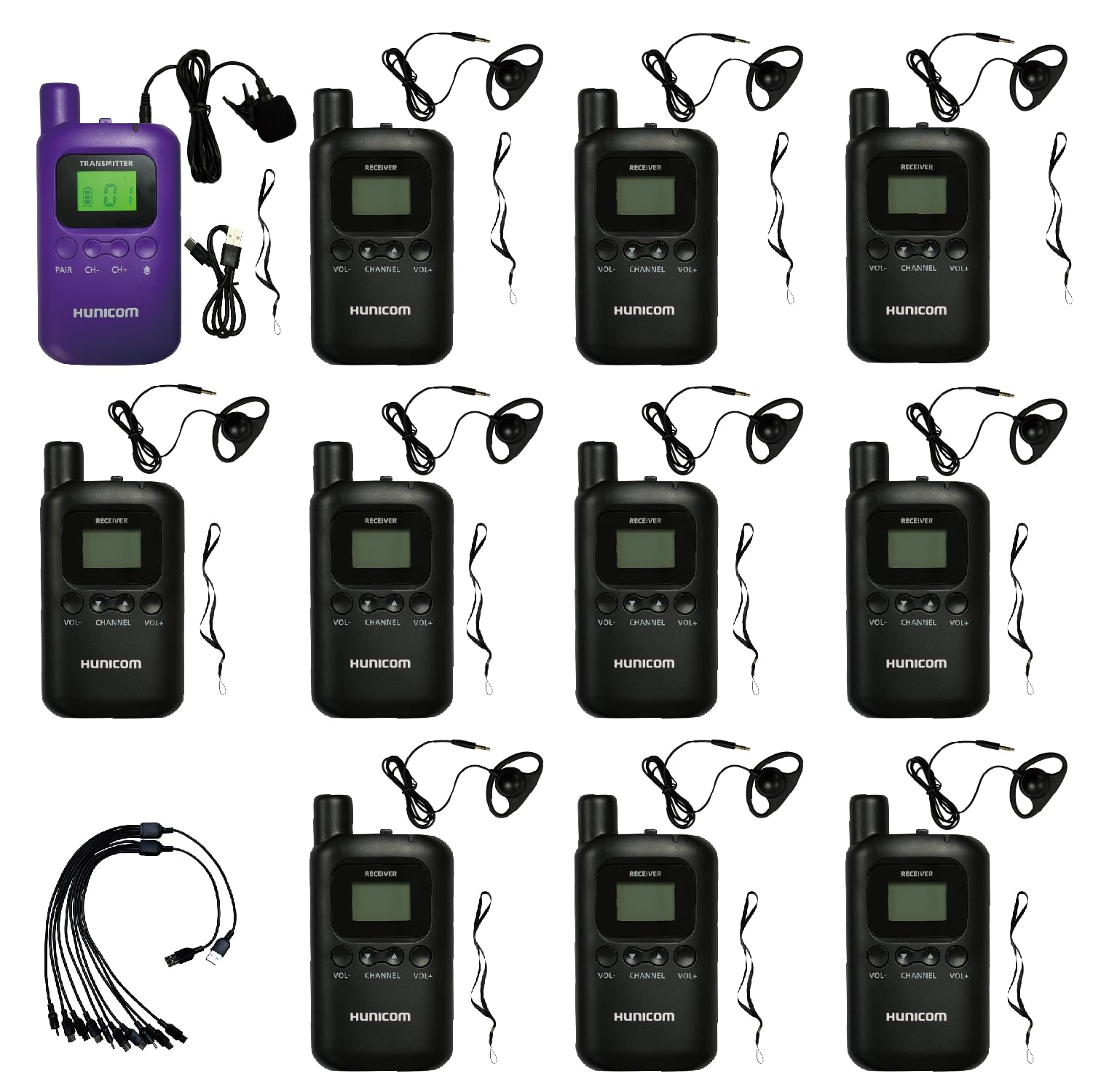 Sistema de guía de audio inalámbrico 8210T UHF de 800 MHz, audífono recargable para grupos de viaje, iglesia, exposición de conferencias, laboratorio escolar.