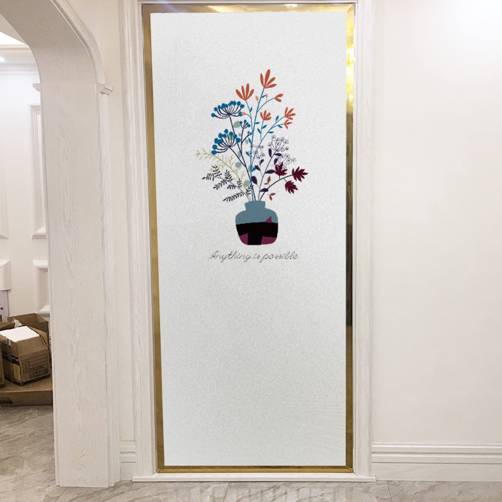 Fensterfolie Blickdicht Sichtschutzfolie, Weinrote Blumen-Sichtschutzfolie - Selbstklebende Glasabdeckung