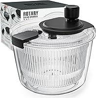 Cambom 3Qt Salad Spinner - Lettuce Dryer, Vegetable Washer with Rotary Handle, High-Speed Spin Dry for Greens, Herbs & Fruits, Black Kitchen Gadget