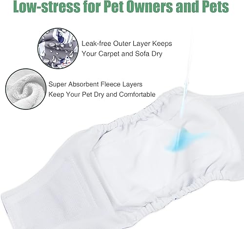 Vista 19 de wegreeco Pañales lavables para el vientre para perros machos (patrón elegante) – Pañales lavables para perros machos, pañales para perros machos