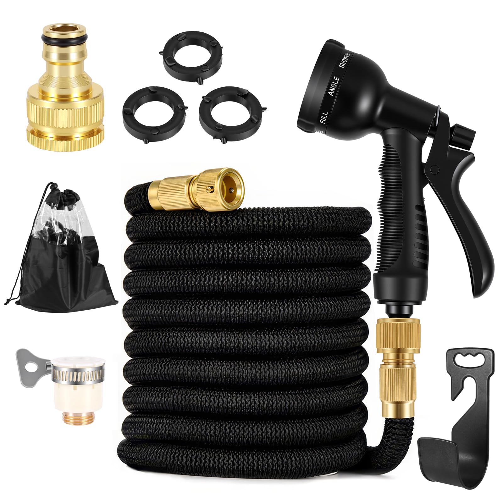 Expandable Garden Hose, 15m/50ft Garden Hose Pipe, Flexible Expanding Magic Water Hose with 3/4", 1/2" Fitting, Heavy Duty Hosepipes for Gardening Car Washing