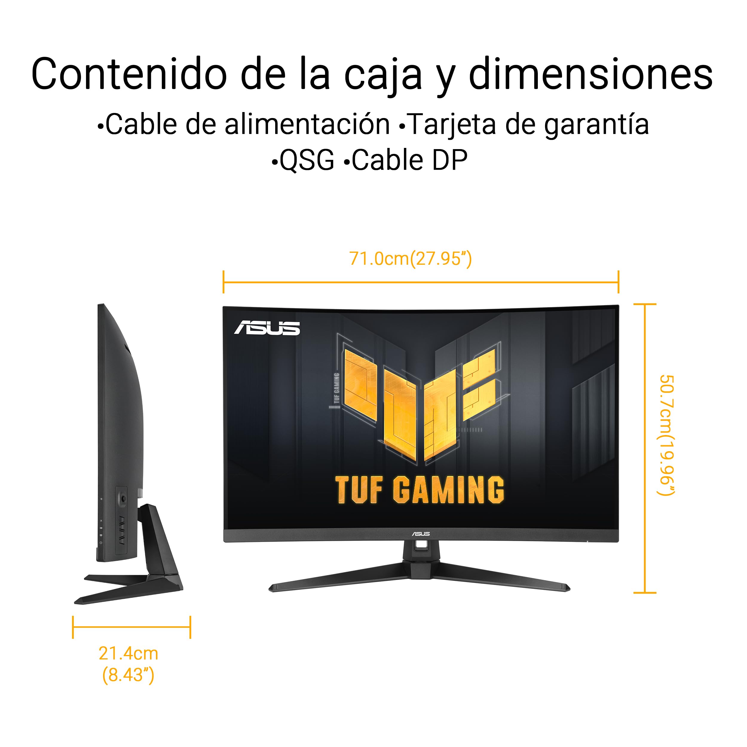 ASUS TUF Gaming VG32WQ3B - Monitor Curvo QHD de 31,5" | 180 Hz, ELMB, FreeSync, tiempo de respuesta de 0.5 ms, 90% DCI-P3, HDR, DisplayWidget Center