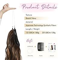 Vista 2 de REECHO - Extensiones de cabello con alambre invisible y con trama de encaje más delgada y suave