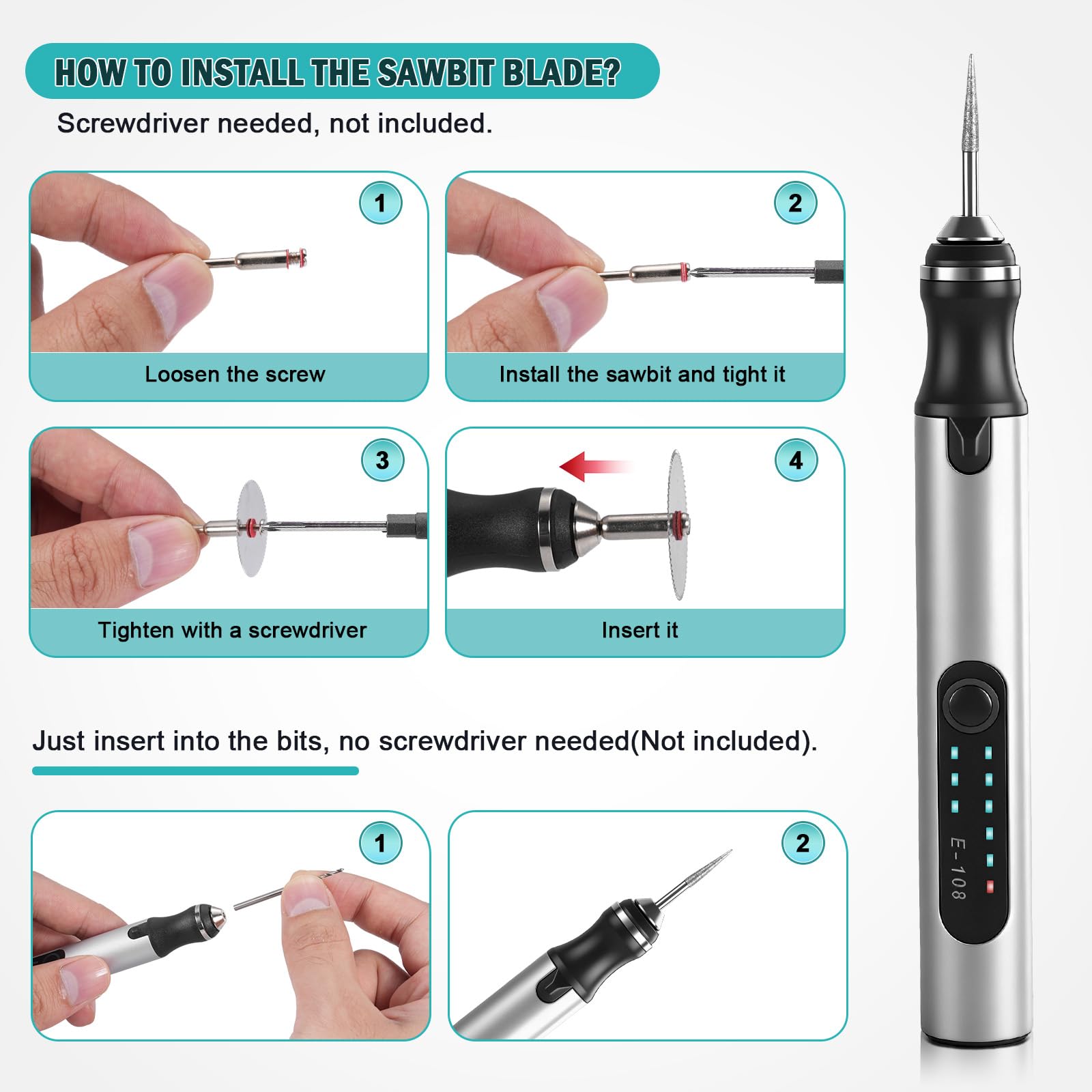Elektrischer Gravierstift mit 37 Bits, Mini Gravierstift 3-Gang-Regler USB-aufladbare Multifunktions-Graviermaschine für Schmuck,Glas, Keramik, Kunststoff, Leder,Ideal für DIY,Hobbyist