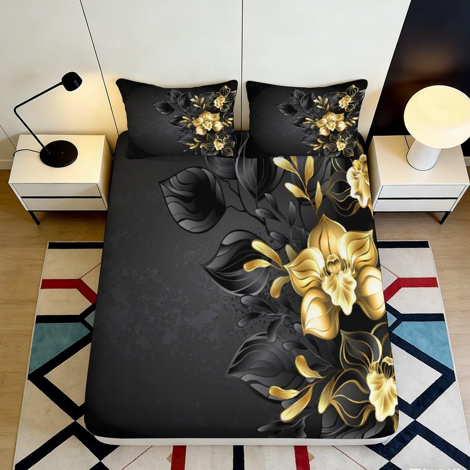 3D Printed Parrot Pattern Fitted Sheet Microfiber Deep Pocket Non-Slip Bedroom Parrot Mattress Fitted Cover Full Wrap 180x200x25cm
