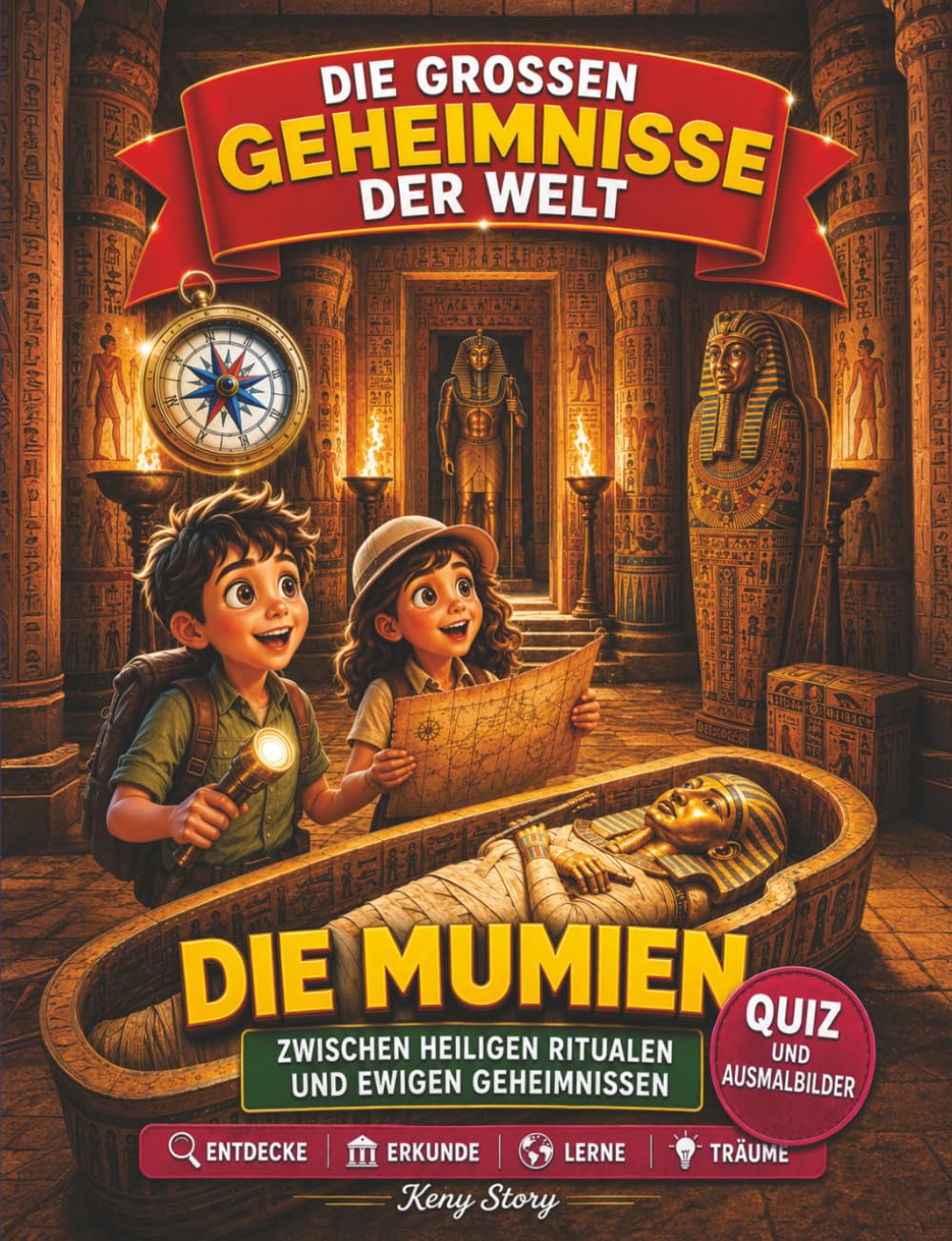 Die Mumien: Die wahre Geschichte hinter dem Geheimnis: Pharaonen, altes Ägypten, Mumifizierung, Sarkophage, Hieroglyphen, Jenseits, Mumien aus aller Welt, Quiz und Ausmalbilder für Kinder