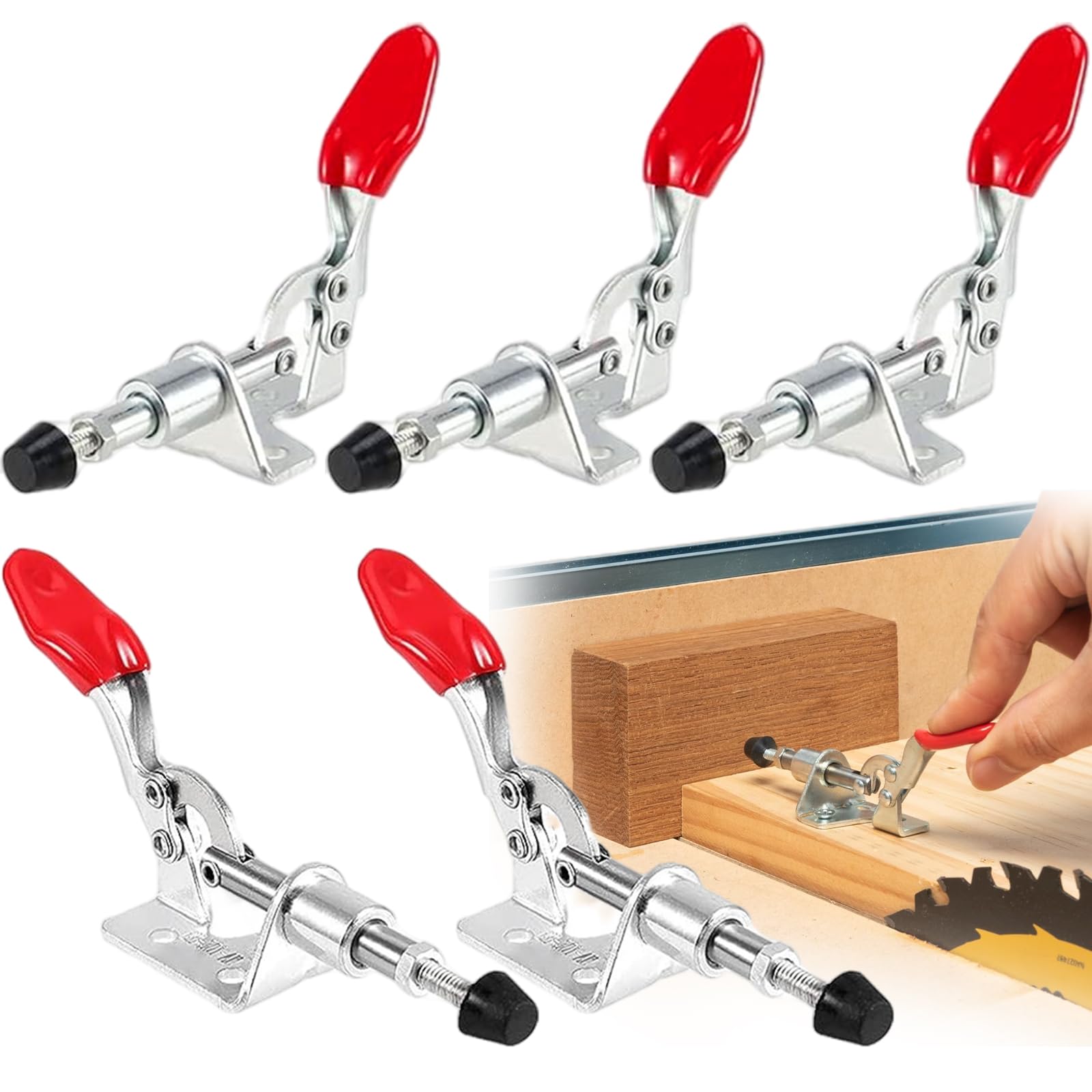 5 Pcs Abrazadera Horizontal, Toggle Clamp Push Pull Toggle, Abrazaderas De Palanca De Liberación Rápida, Para Operación De Máquinas, Carpintería, Soldadura (Fuerza De Cierre De 45 Kg)
