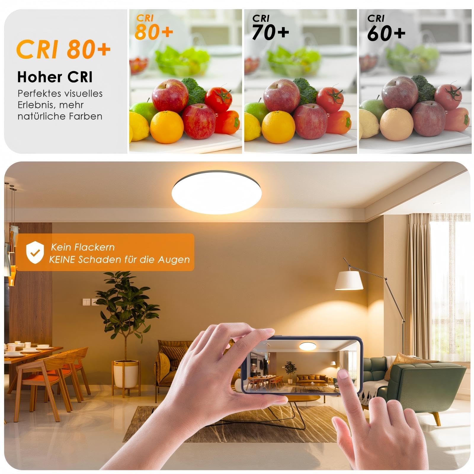 OUILA Deckenlampe Led Dimmbar 36W RGB Farbwechsel LED Deckenleuchte Flach mit Fernbedienung 3600LM Rund 3000K-6500K Deckenbeleuchtung für Schlafzimmer Wohnzimmer Esszimmer Küche Korridor Balkon Ø37CM