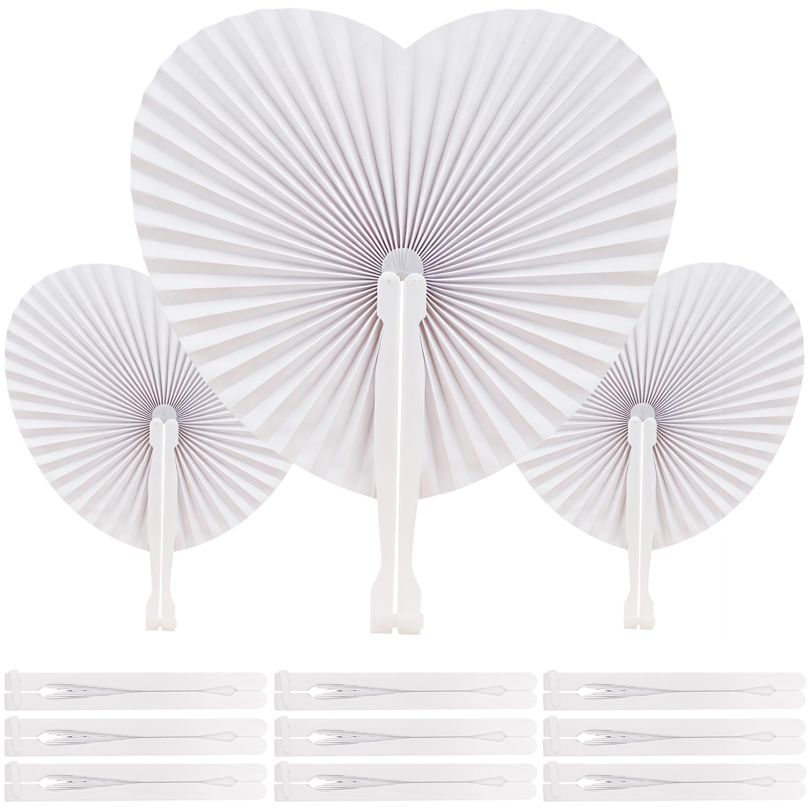 YFZYT 50Pcs Heart Hand Fans, White Folding Fans, Paper Fan for Wedding Decorations, Wedding Favours for Guests,Summer Gifts