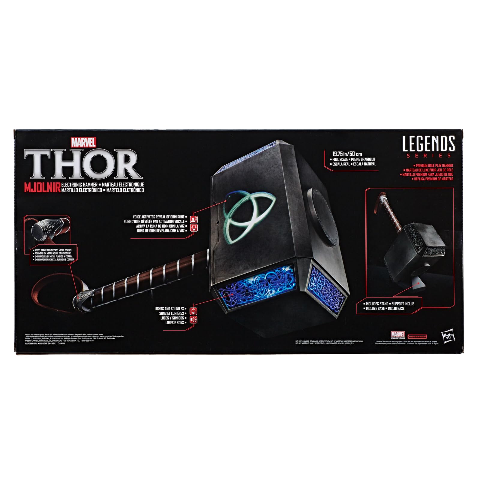 Marvel Legends Series Mjolnir - Martello Elettronico Premium per Roleplay con Effetti Luminosi e Sonori, Roleplay per Adulti
