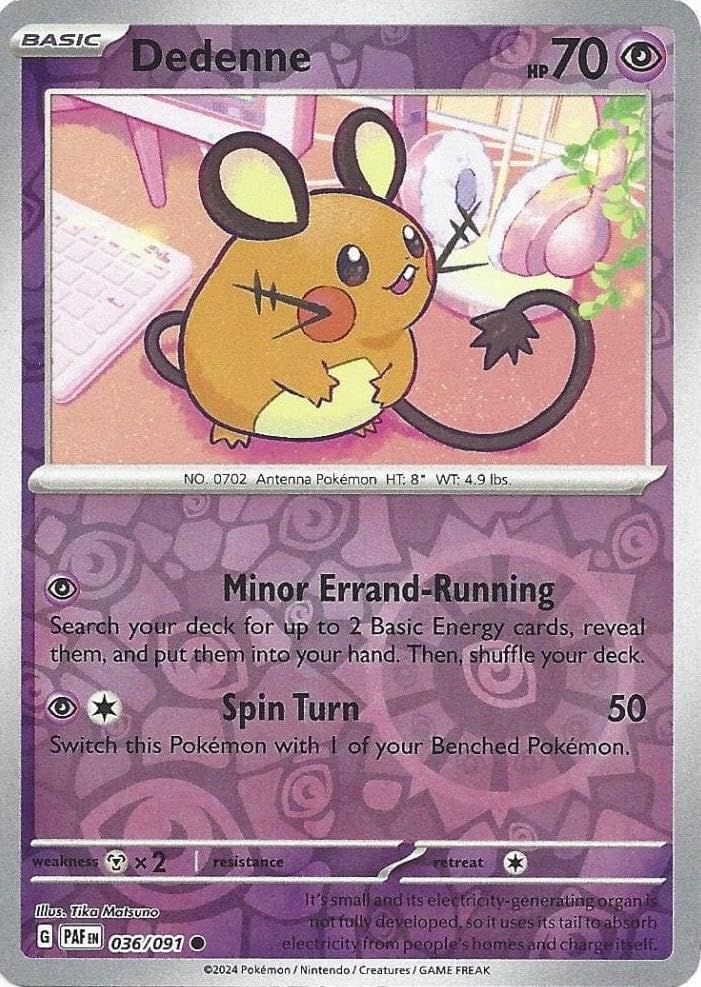 Amazon.com: Pokemon – Dedenne 036/091 – Paldean Fates – Reverse