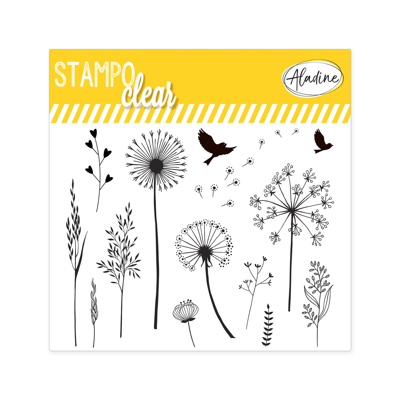 AladineStampo Clear Florida - Creative Transparent Stamps - DIY and Scrapbooking - Precise Placement of Patterns - Sheet of 13 Silicone Stamps