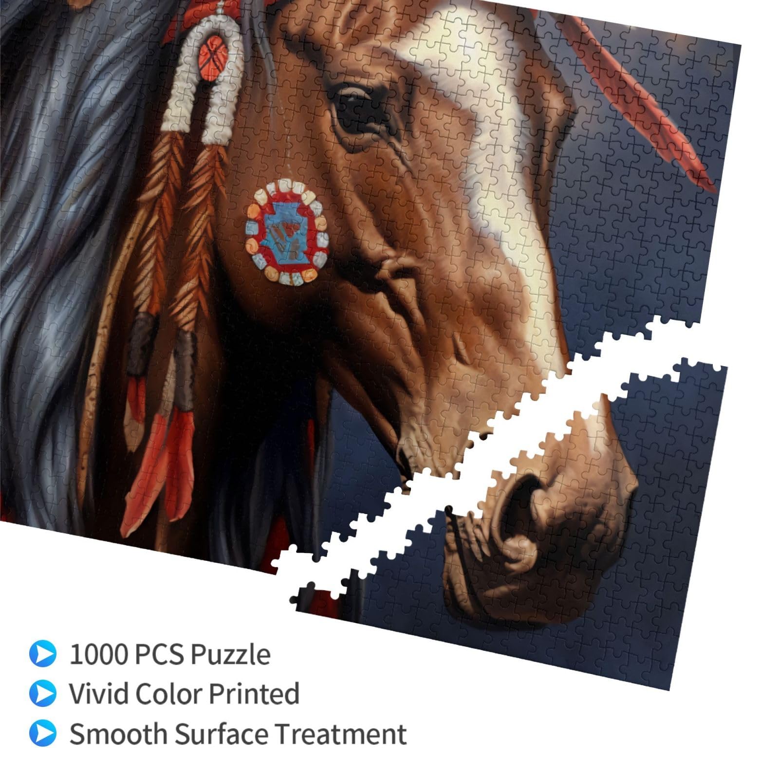1000 Piece Wooden Puzzle - Handsome Indian Horse Challenging Jigsaw For Adults