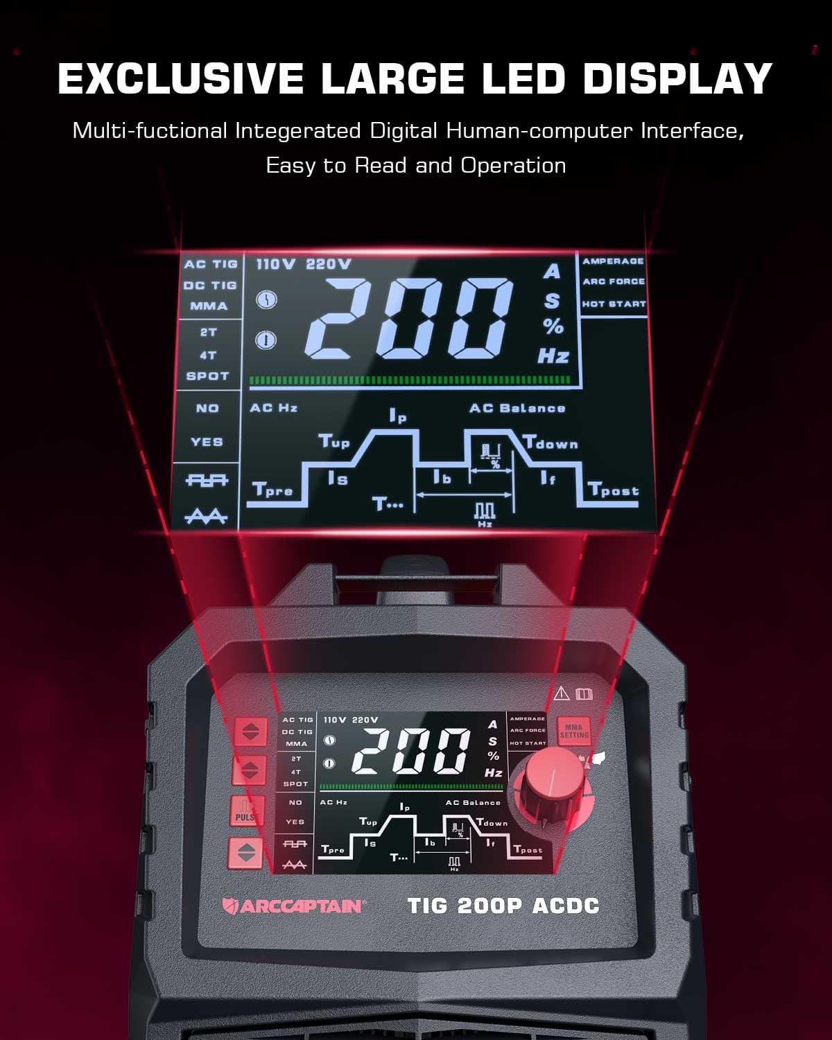 ARCCAPTAIN TIG200pacdc digital LED display
