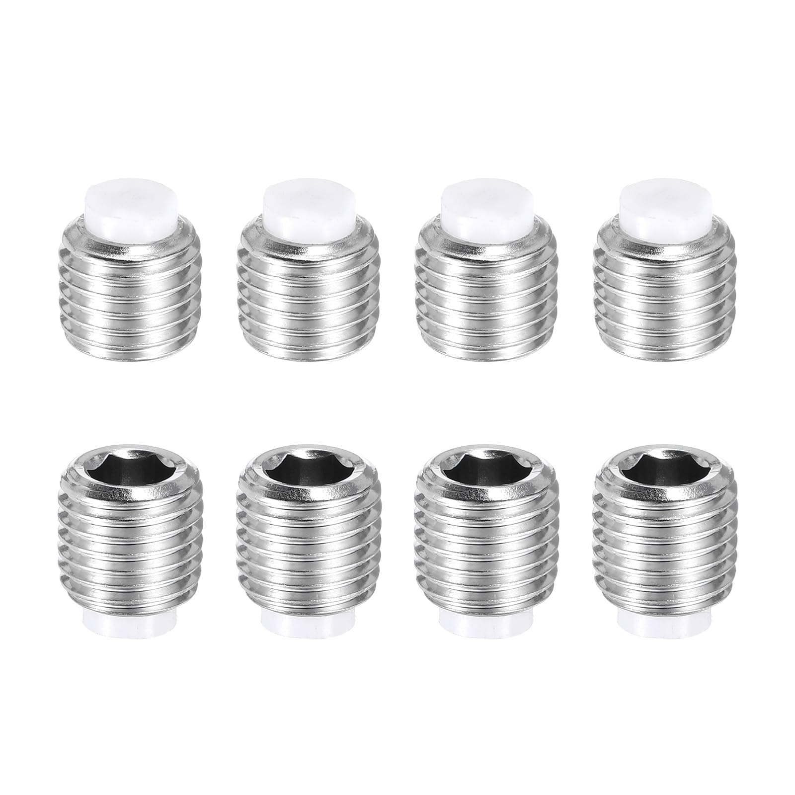 sourcing map 4 Pcs M16x12mm Nylon Tip Grub Screw, 304 Stainless Steel Metric Hex Socket Set Screws for Furniture Repair Industrial Machinery and Equipment