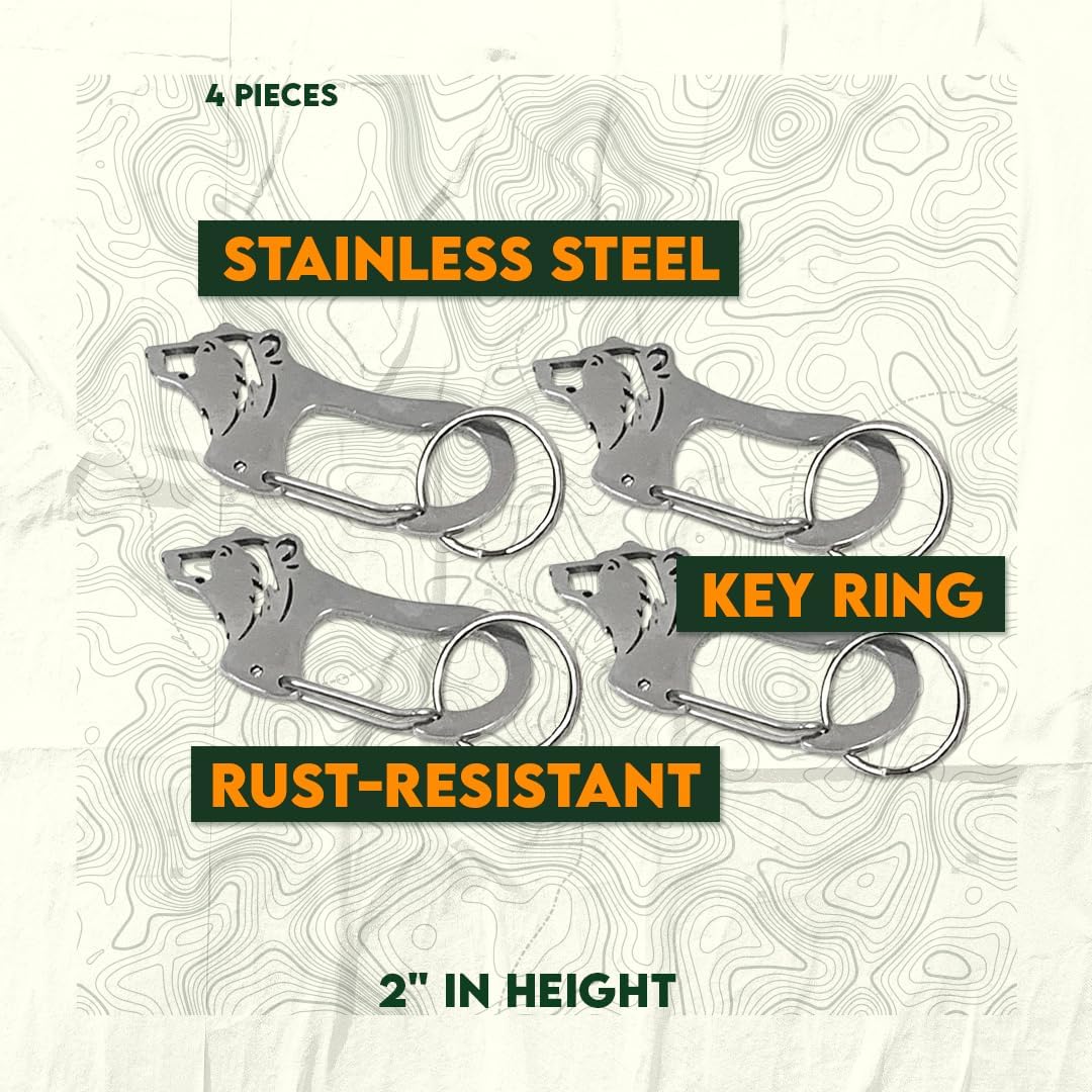 SE 2-Inch Animal Design Shaped 48 Count Stainless Steel Carabiner with Key Ring – Durable & Decorative Clip for Keys, Bags & Accessories image 5