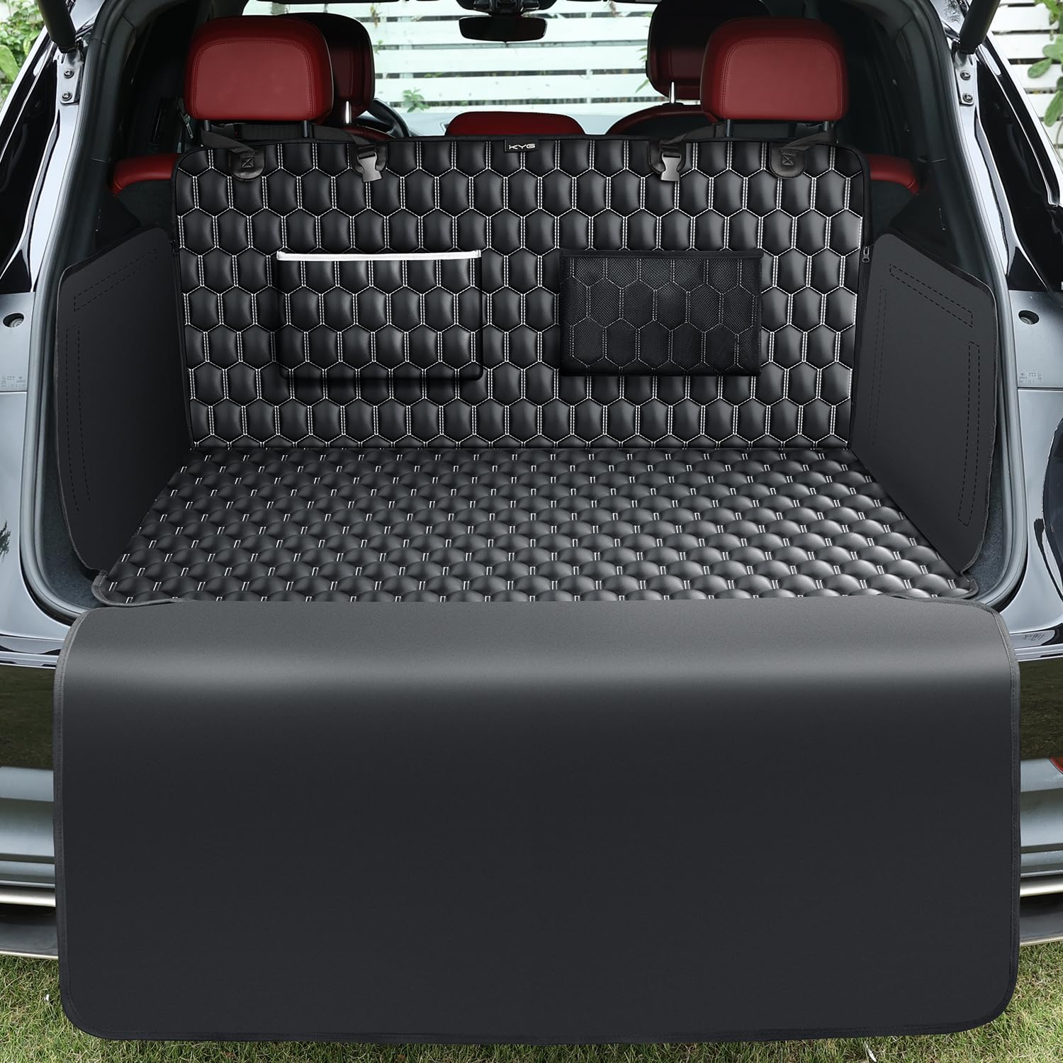 VOOIV Housse Protection Coffre Voiture Chien Pour Porsche Cayenne III SUV 2017 2018 2019 2020 2021 2022, Tapis De Coffre De Voiture Pour Chiens Pour Animaux De Compagnie Antidérapant,E