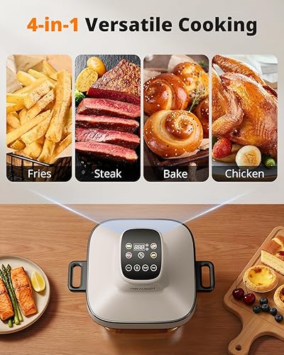 Miniatura 5 de AIRMSEN Freidora de aire de vidrio de 6.3 cuartos de galón, no tóxica, 4 ajustes preestablecidos y control manual, calor preciso de 105 a 400 , 95%