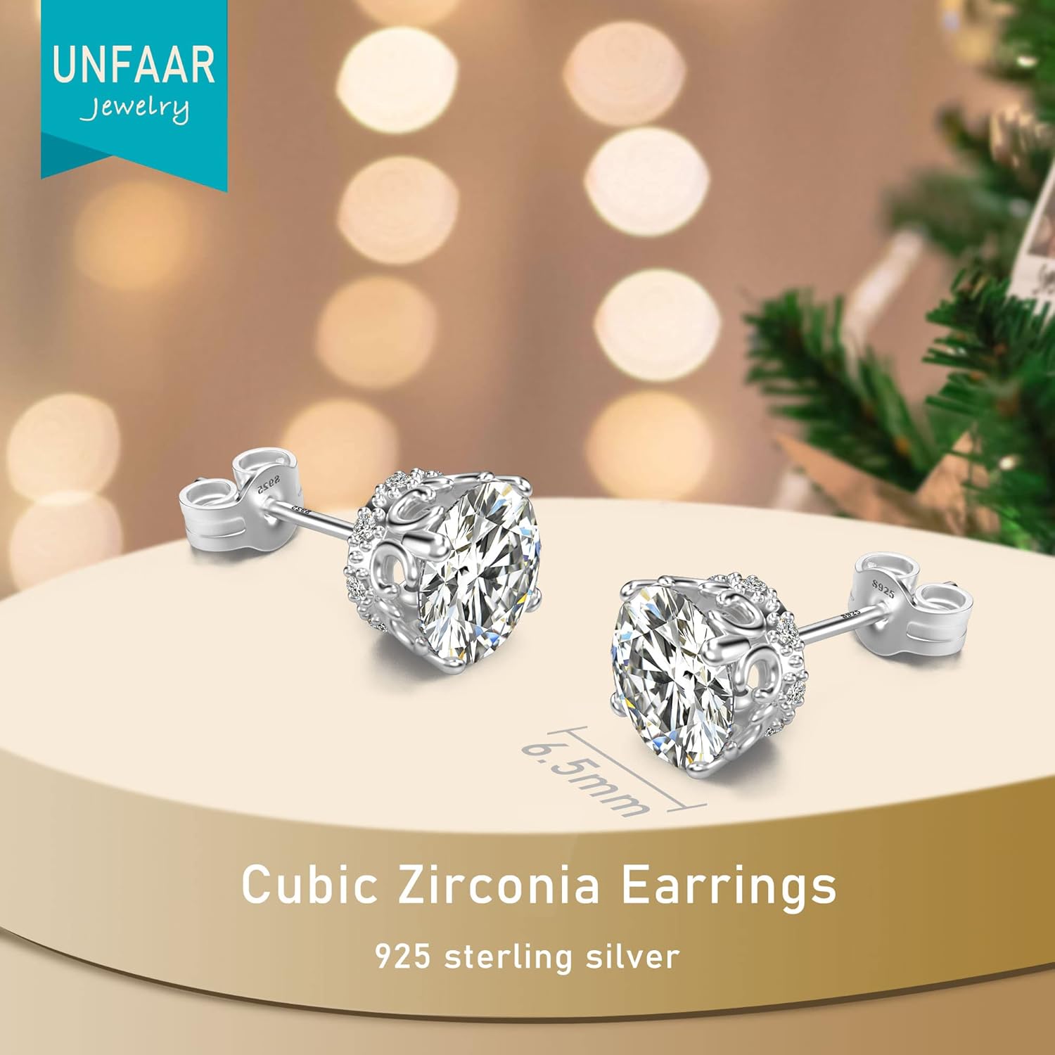 18K White Gold Plated Sterling Silver Brilliant Round Cut Cubic Zirconia Stud Earrings Simulated Diamond Stud Earrings for Women Men Hypoallergenic - Image 5