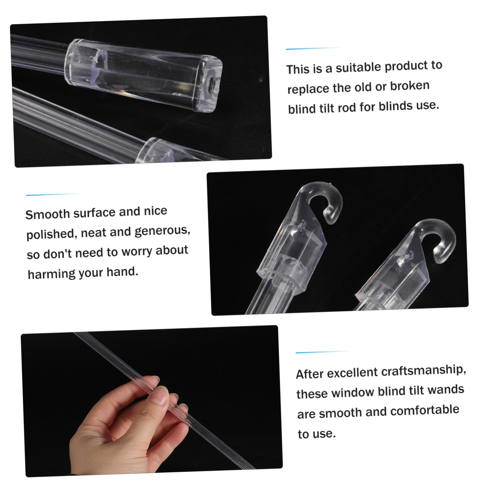 Ciieeo 3 Ensembles Tringle De Store Vénitien Rideaux Voilage Rideaux À Lamelles Équipé Tige Aveugle Tiges De Stores en Plastique Longues Tiges De Stores Verticaux Transparent 8 Pièces * 3