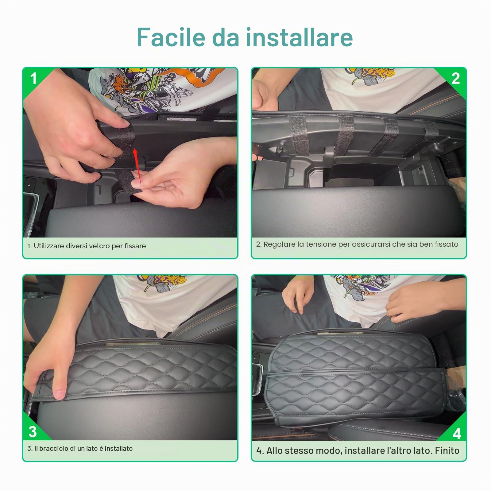 GAFAT Peugeot 3008 5008 508 2016-2024/C5 Aircross DS7 Crossback 2018-2025 Copertura per Bracciolo Console Centrale, Protezione per Braccioli in pelle PU (Nero)