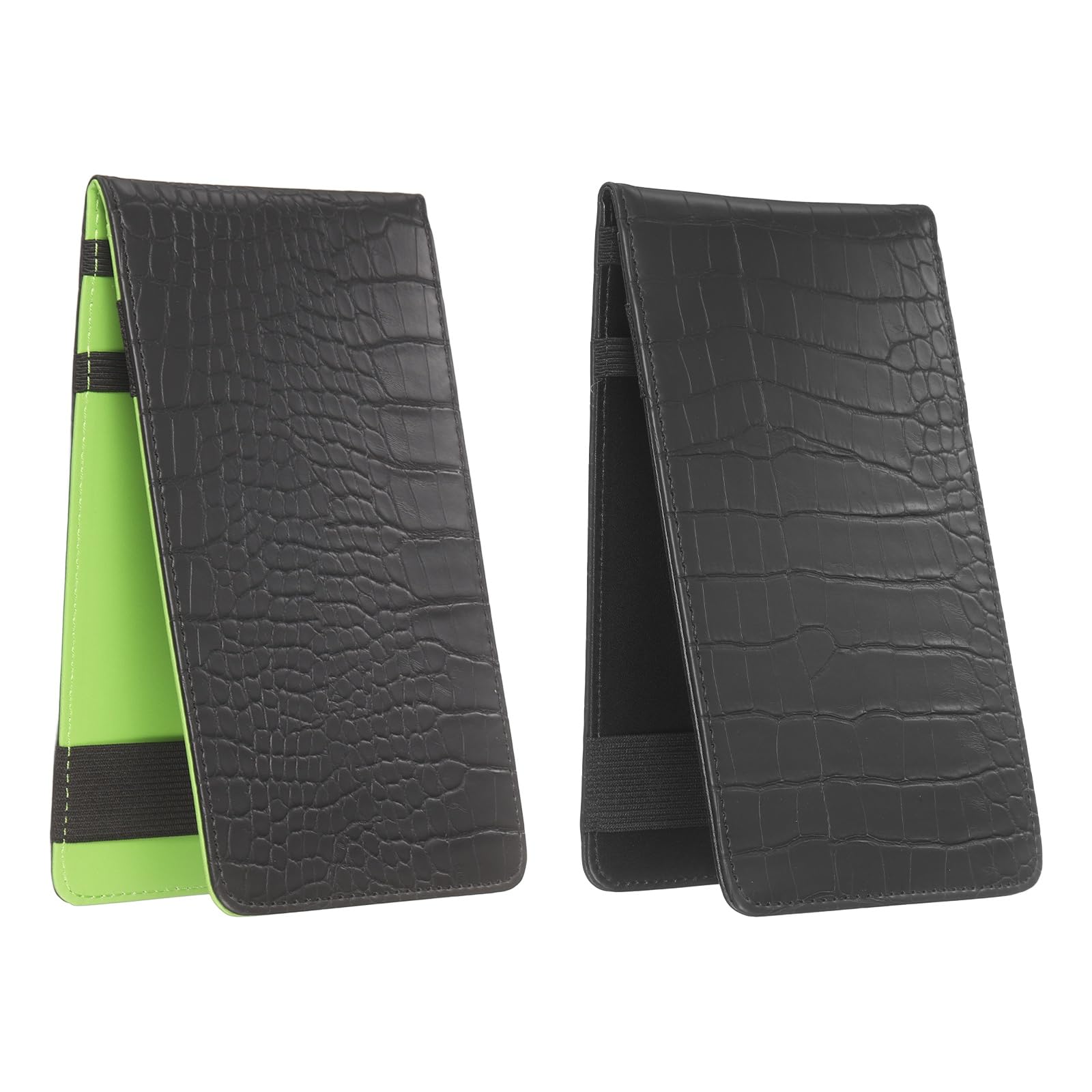 YELARXI Golf Scorecard Holder, PU Leather Yardage Book Cover with Elastic Straps Golf Score Book Pocket Size Card Holder 2Pcs & Black/Dark Green-Fitting For(Course/Game/Practice/Men Women) โ image 1