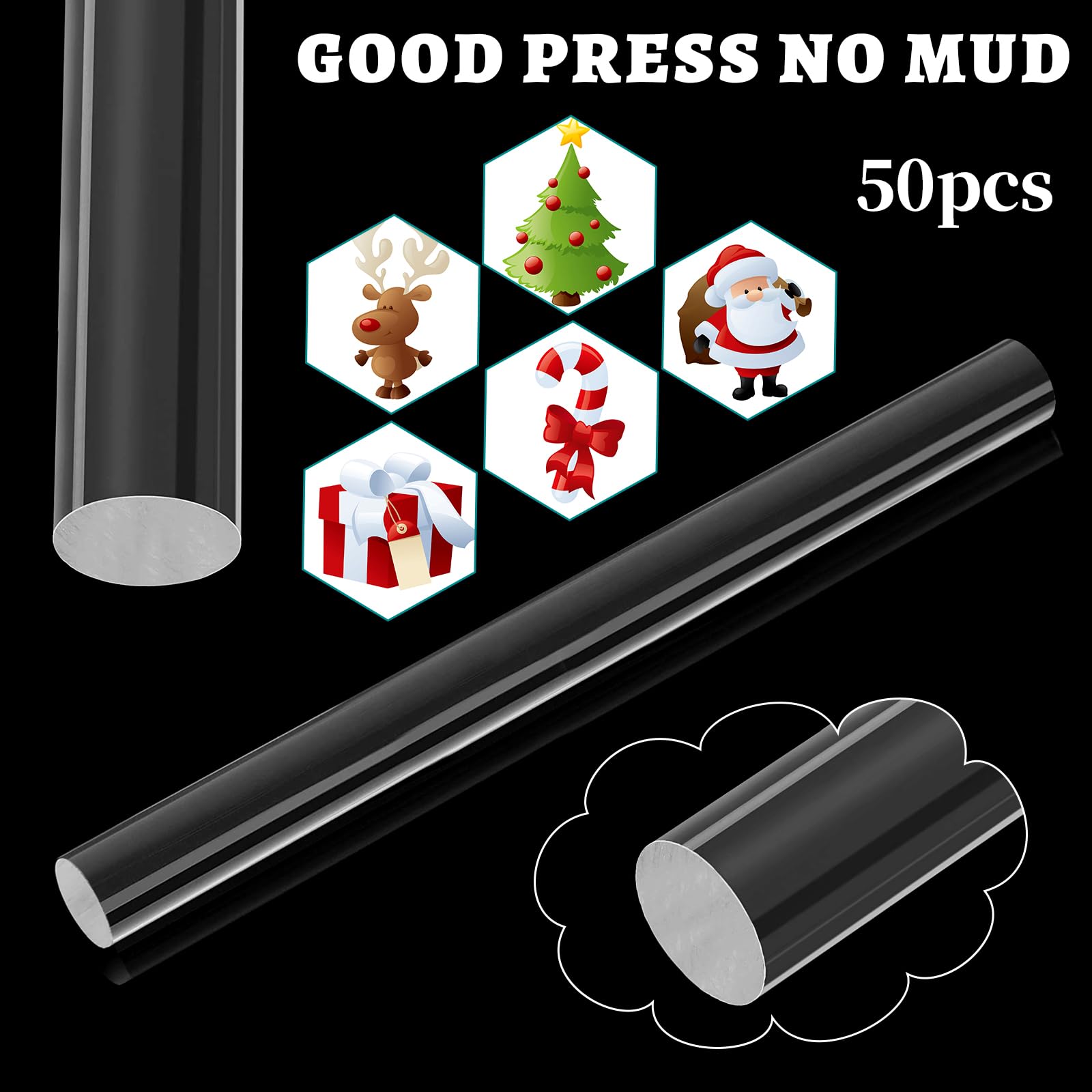 Clabby Acryl-Ton-Roller, Kunststoff, transparent, rund, Polymer-Ton, Werkzeuge für DIY, Handarbeit, Kunstbedarf, 16,5 x 1,3 cm, 50 Stück