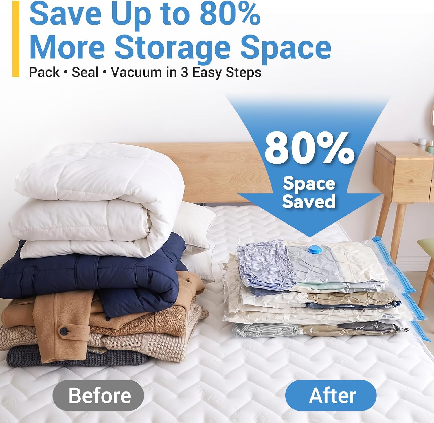 Fygrip 80% Space Saver Vacuum Storage Bags with Hand Pump, 10 Jumbo photo 2