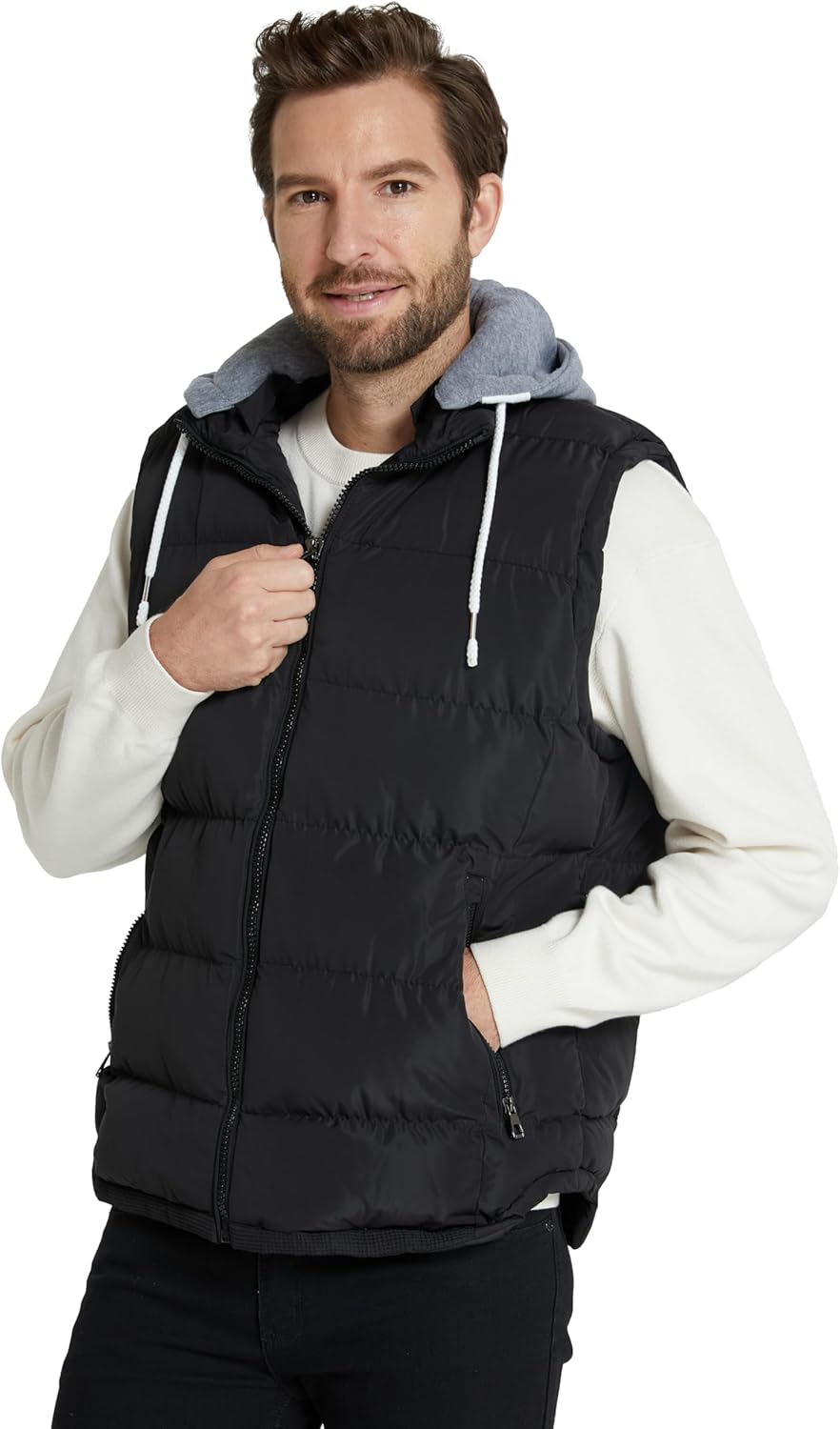 ZSHOW Men's Puffer Vest Removable Hooded Vest Outdoor Winter Vest - Image 7