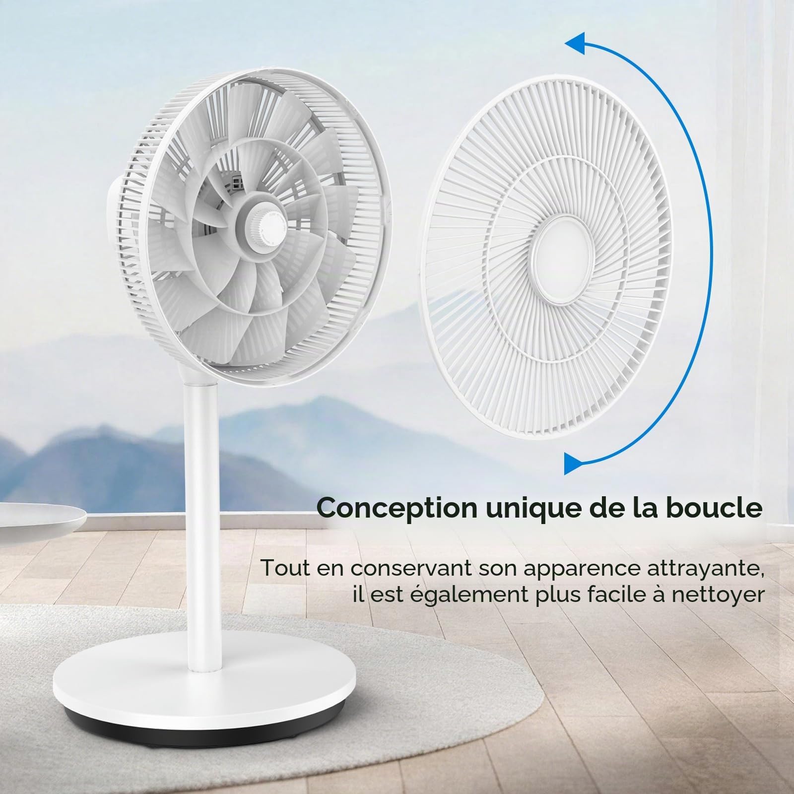 2-in-1 Ventilateur sur Pied Oscillant Silencieux avec Télécommande