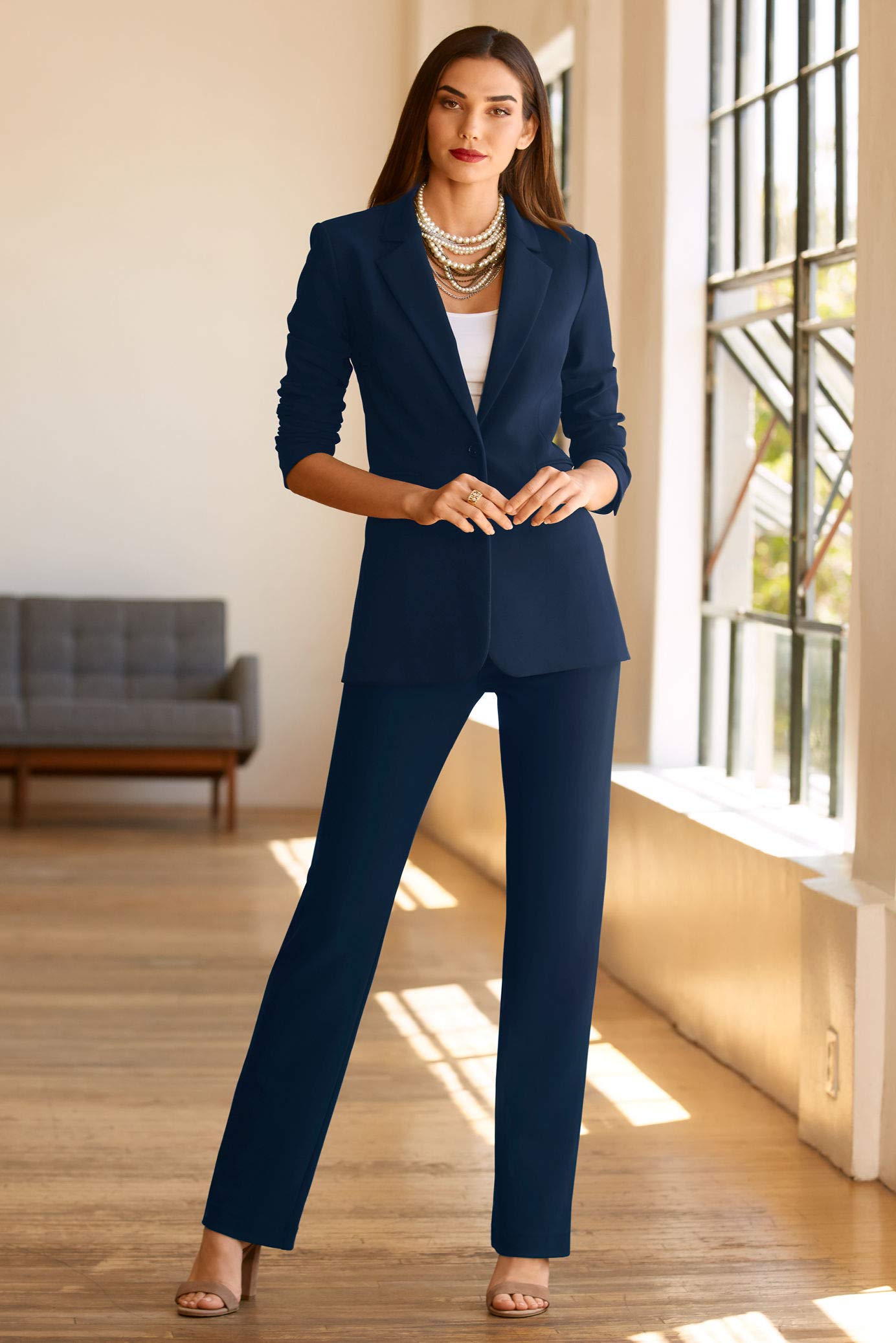 Beyond Travel Womens One Button Knit Boyfriend Blazer Desertcart