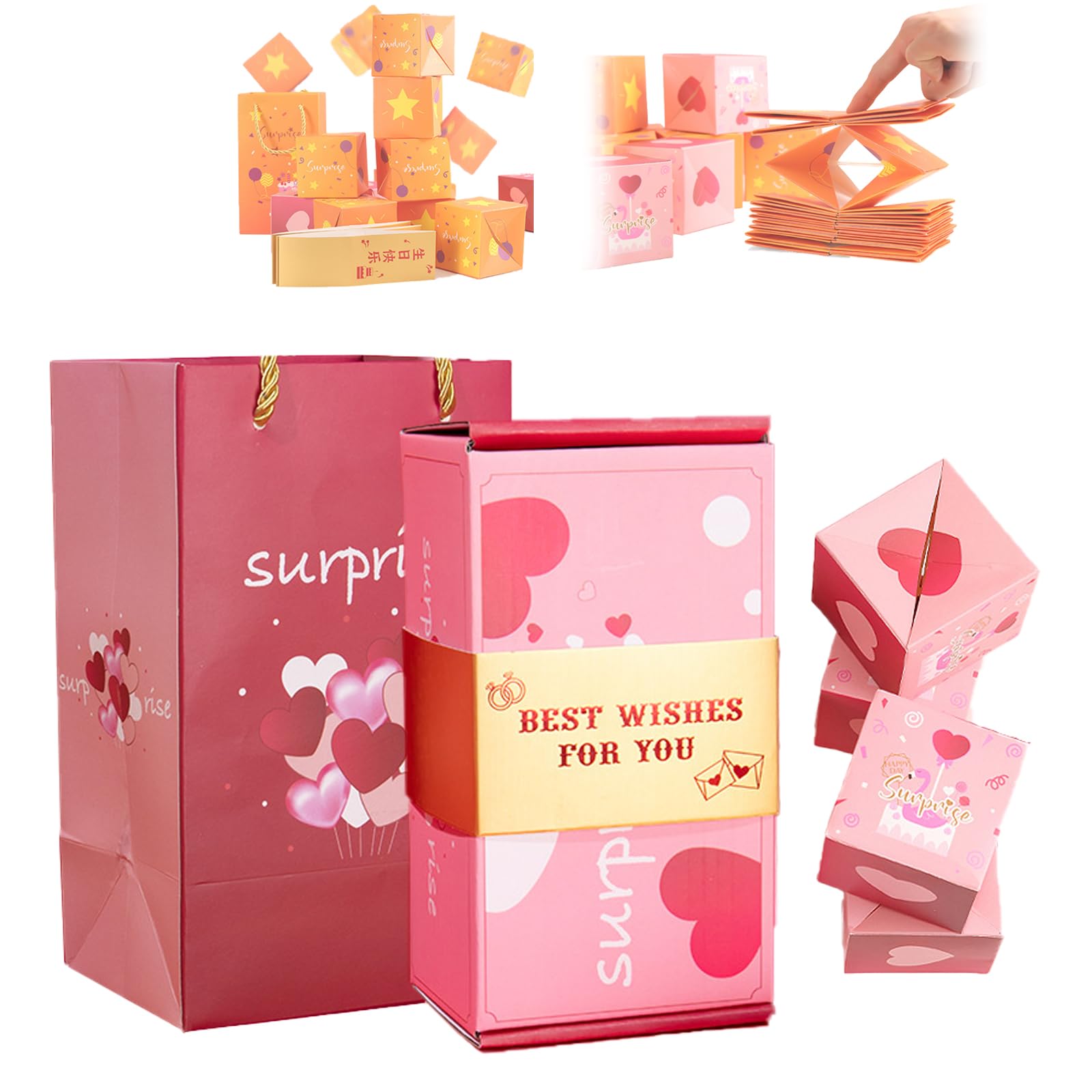 PARWENE Surprise Gift Box - Creating The Most Surprising Gift, Pop Up Boxes Bulk, Pop Up Boxes for Gifts, Pop Out Explosion Gift Box, Folding Bounce Surprise Gift Box (A)