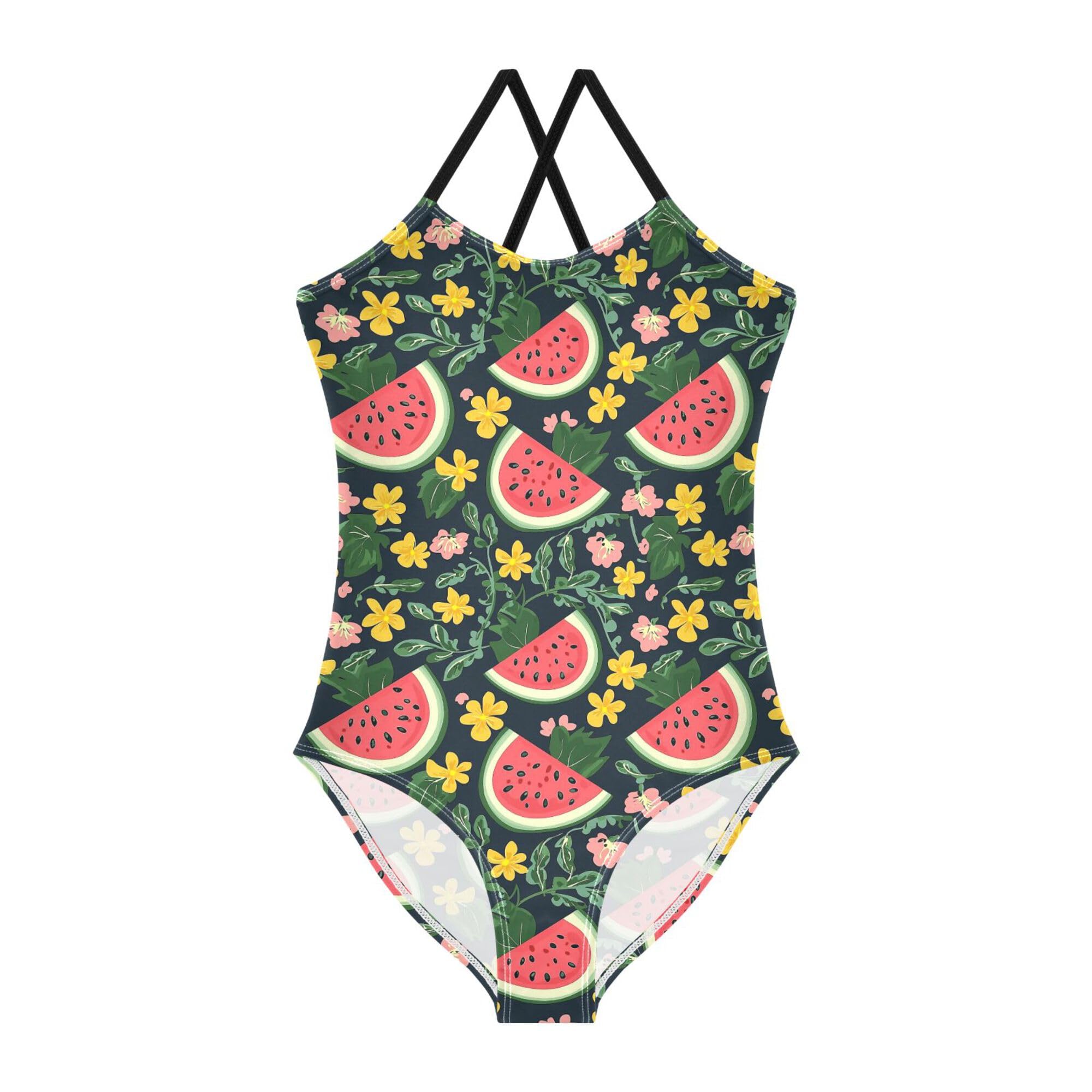 Girl Swimsuit Bathing Suits for Girls Toddler Swim Suits for Girls Beach Swimwear Watermelons Slices Leaves Flowers