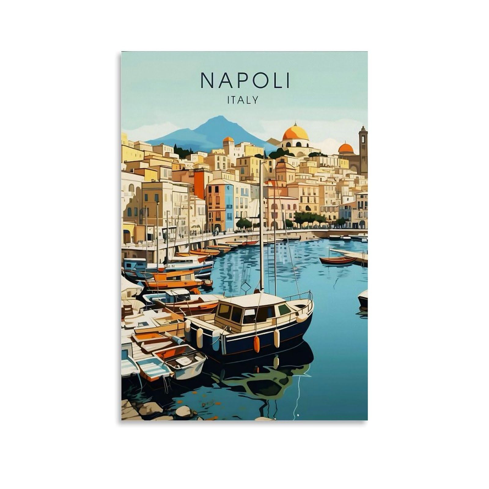 Ouweri Unframe-Style Napoli Italy Vintage Travel Poster Room Aesthetic Print Art Wall Painting Canvas Modern Bedroom Decor 16X24inch(40X60cm)