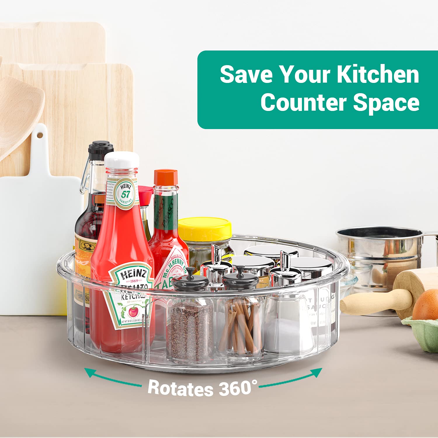 Ohuhu Lazy Susan Turntable, 2 Pack Lazy Susan Organizer, 12" Round