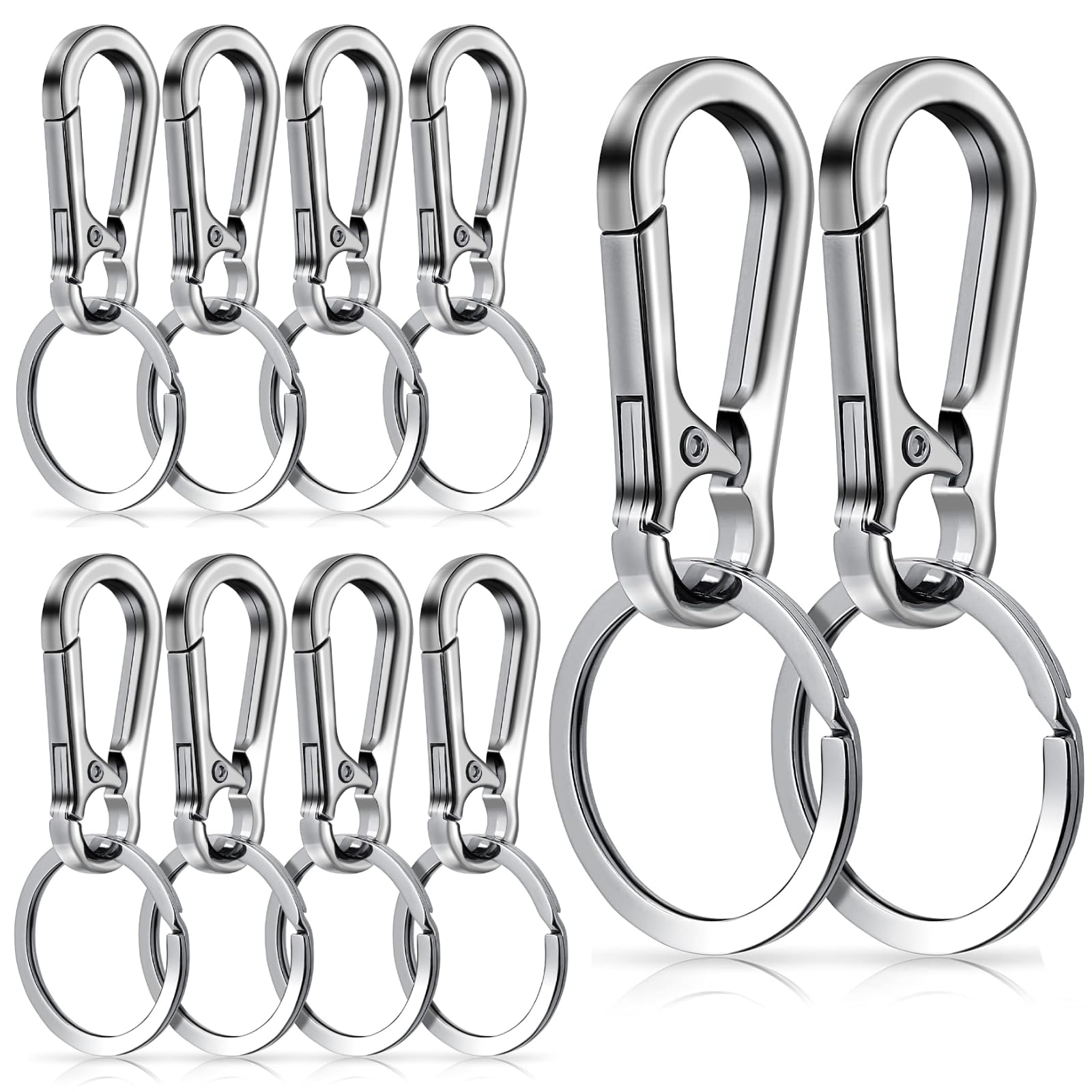 10 sztuk metalowego breloczka do kluczy, karabińczyk, wytrzymały breloczek ze stali nierdzewnej, breloczek do kluczy, klipsy, uchwyt na klucze, organizer na klucze dla mężczyzn i kobiet