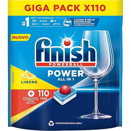 Immagine del prodotto Finish Power All in 1 Pastiglie Lavastoviglie al Limone, 110 Capsule, pastiglie per lavastoviglie Pulizia Efficace ad Ogni Lavaggio